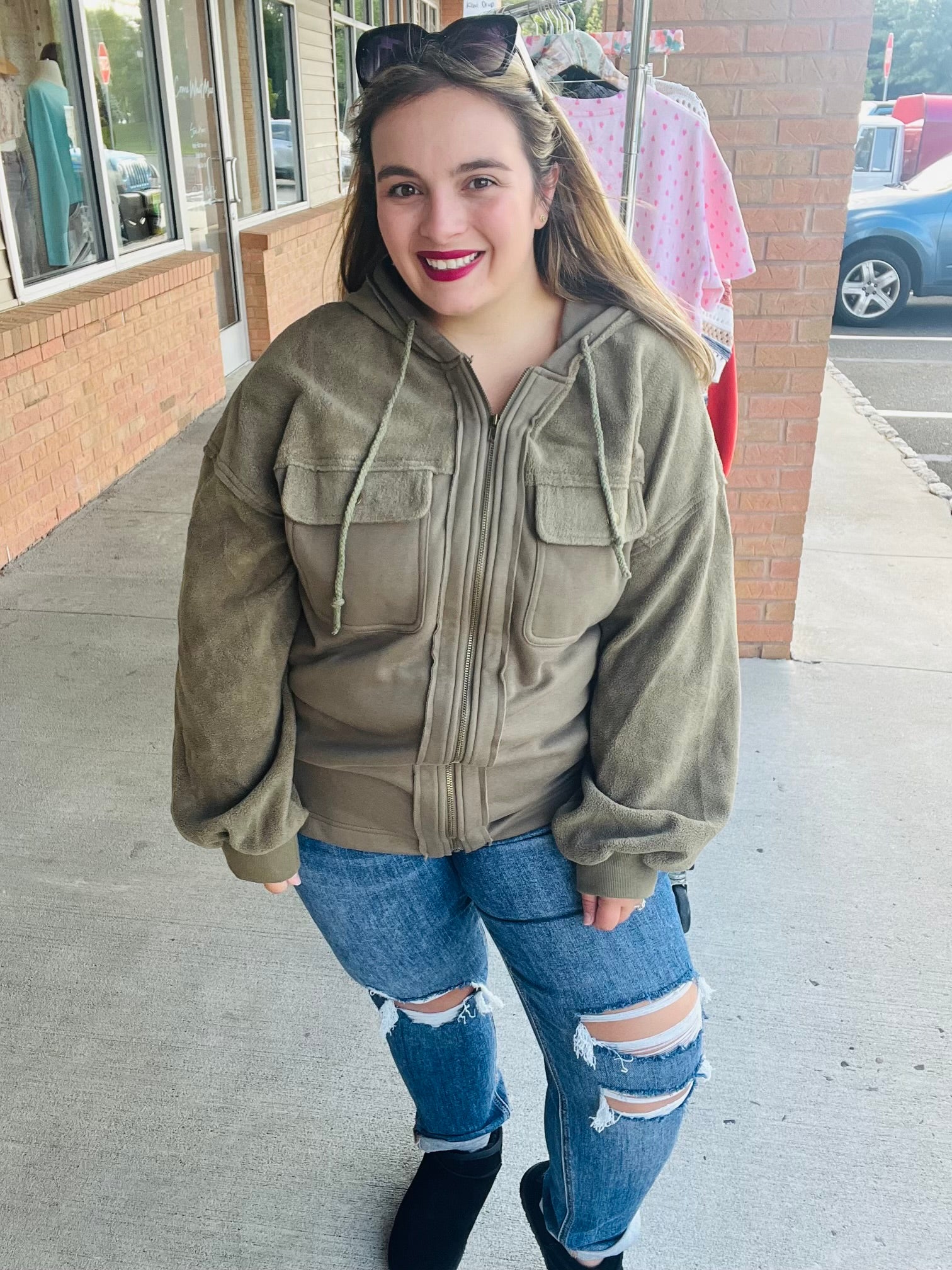 Hey Cowboy Zip-Up Hooded Jacket