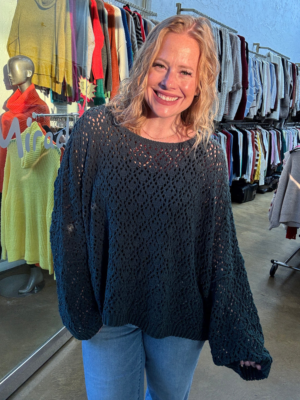 Patience Emerald Crochet Sweater