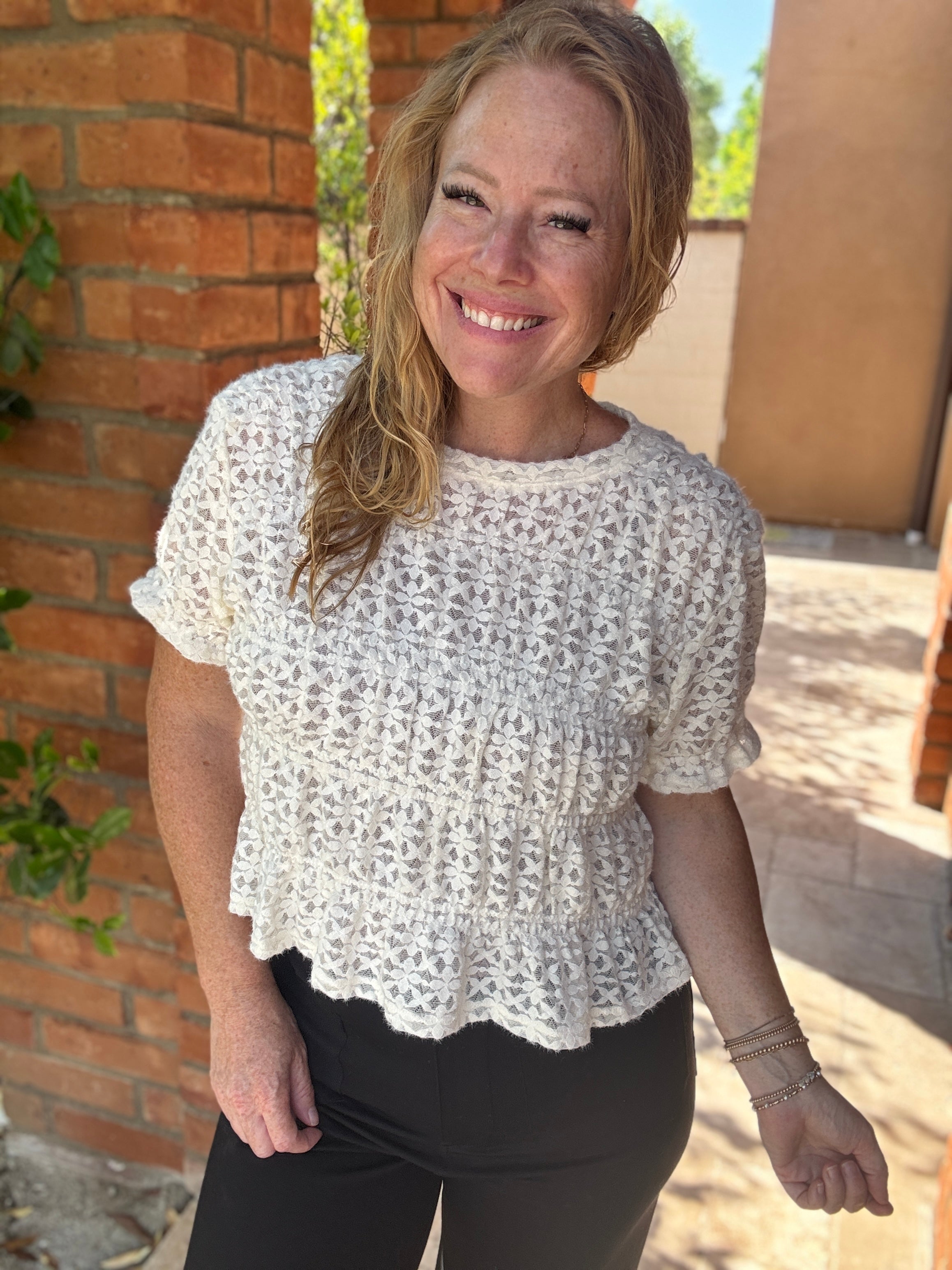 Sheer pattern Top by White Birch