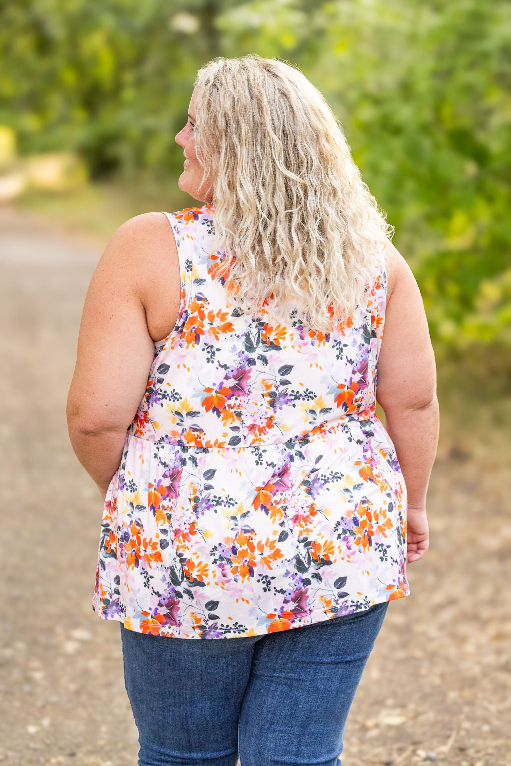 IN STOCK Renee Ruffle Tank - Floral Leaves FINAL SALE