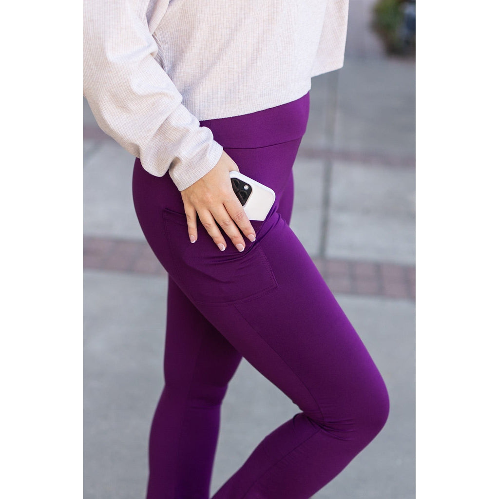 Purple flare yoga pants by Julia Rose
Stretchy high waist purple leggings with pockets and flared leg