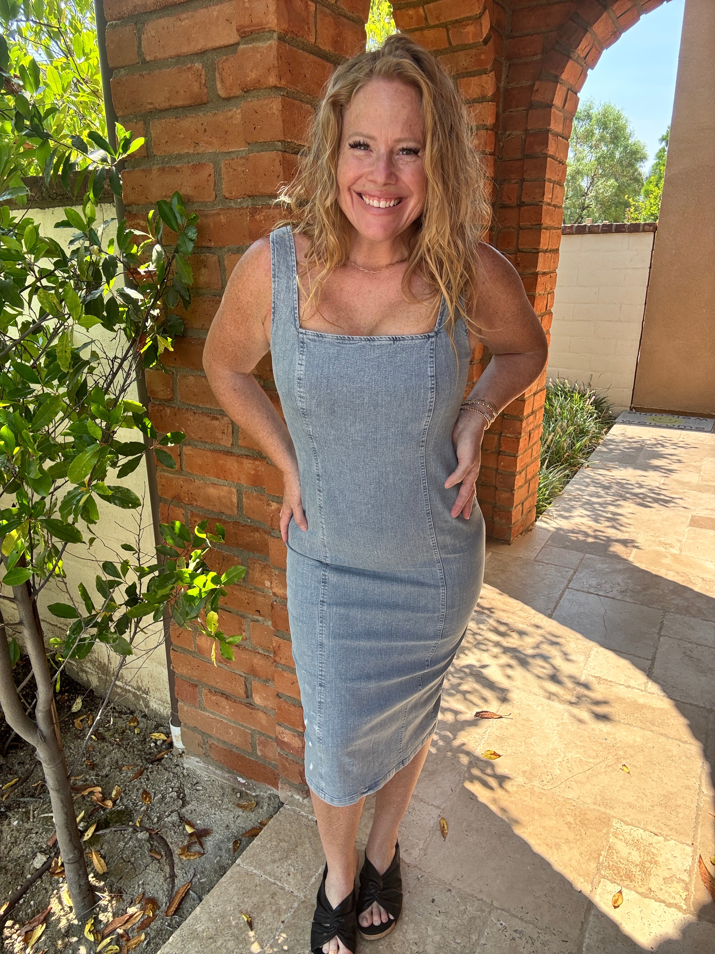 Meet Me Halfway Denim Dress by White Birch