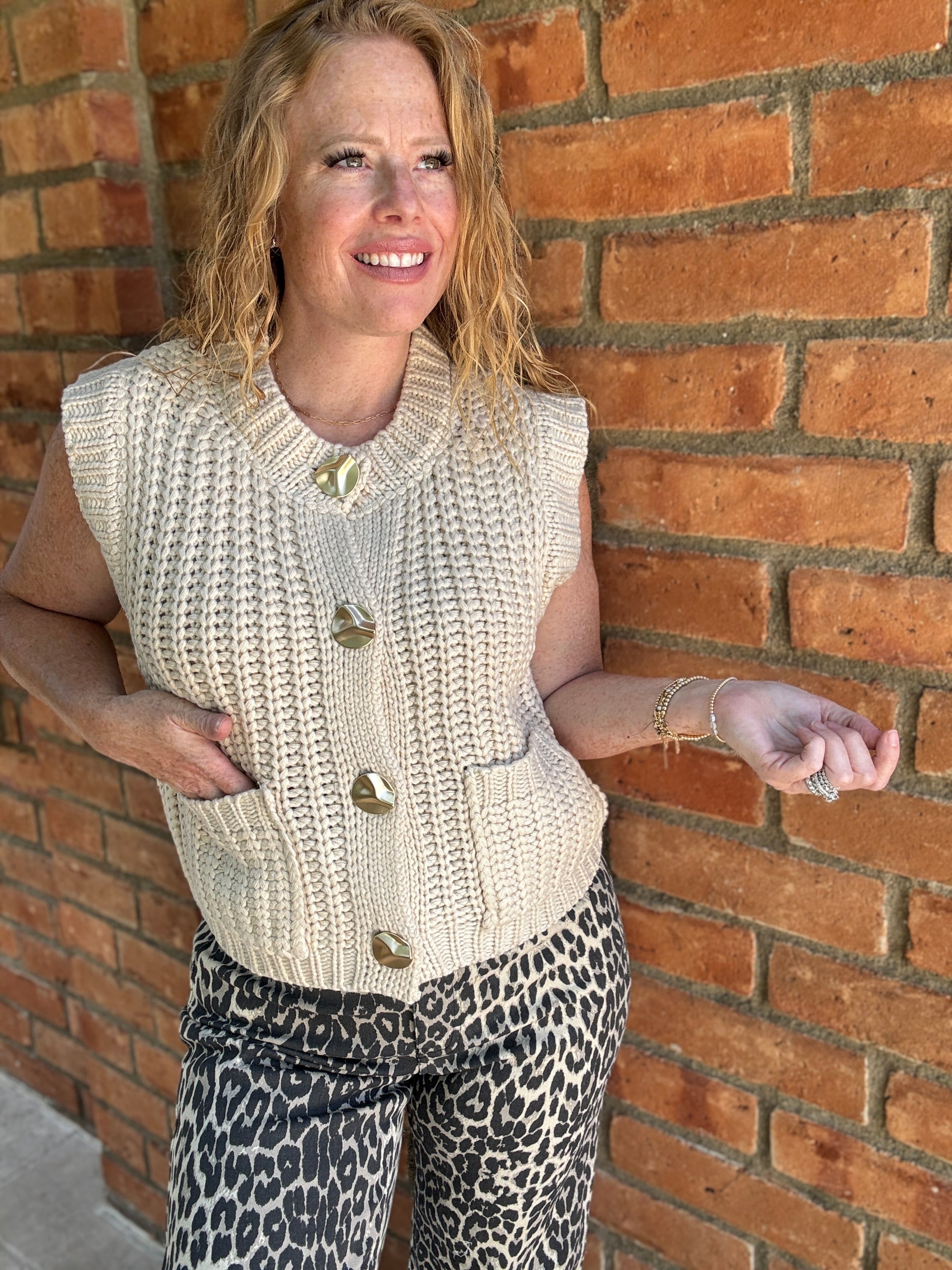 Elevated Sleeveless Button Sweater