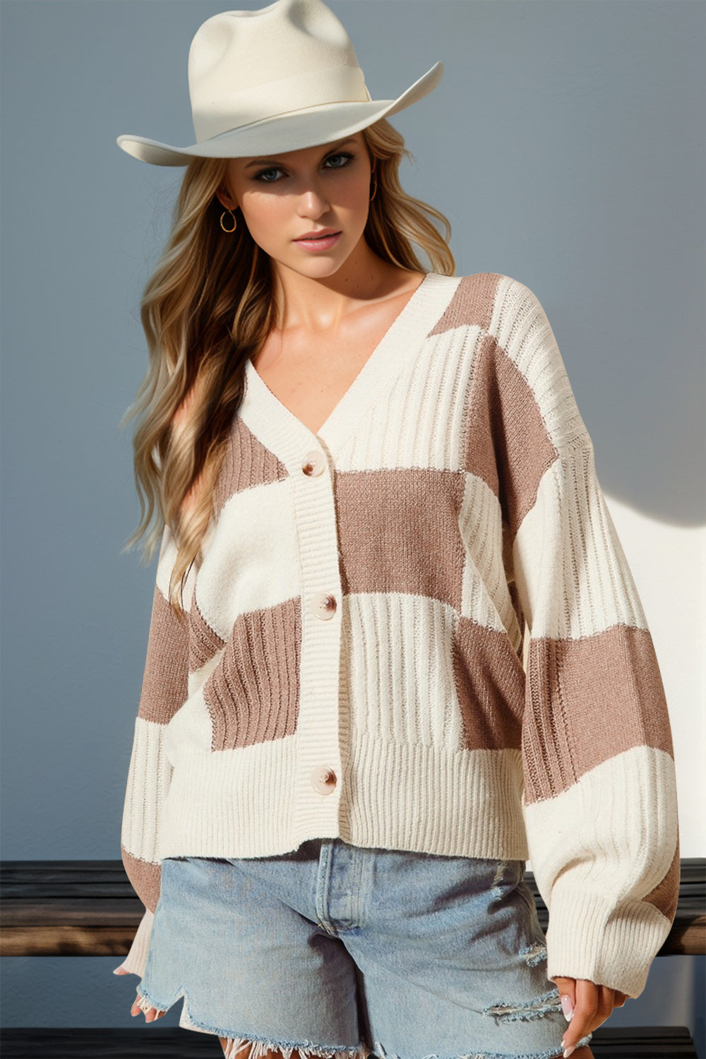 We Should Go Checkered Dropped Shoulder Cardigan in 2 Colors