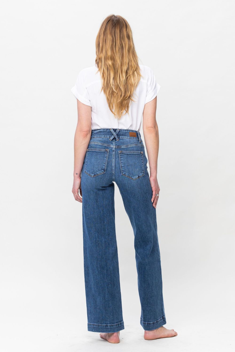 Double the Fun Judy Blue Full Size Double Button Wide Leg Jeans