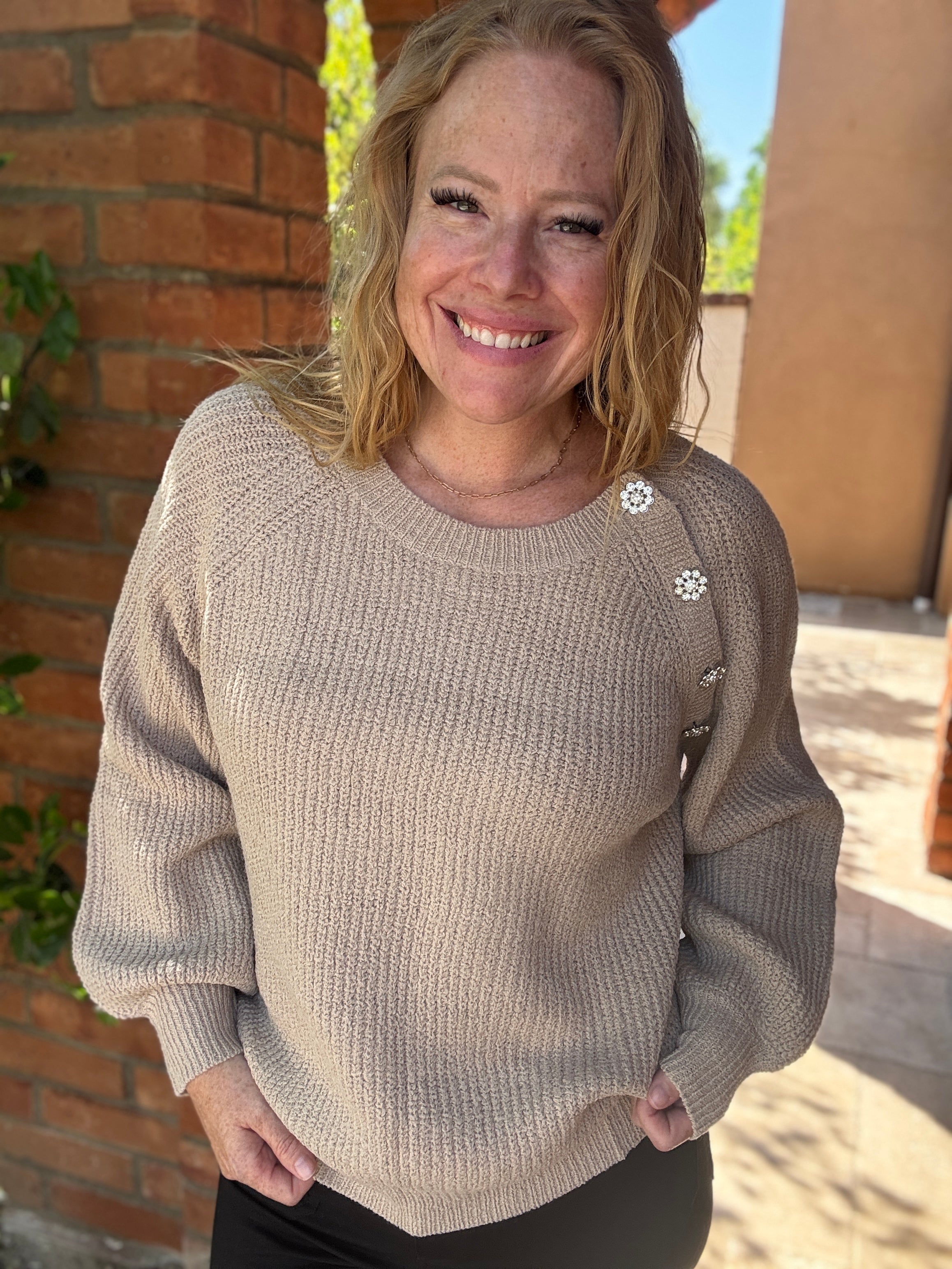 Boat Neck long sleeve solid knit sweater by White Birch