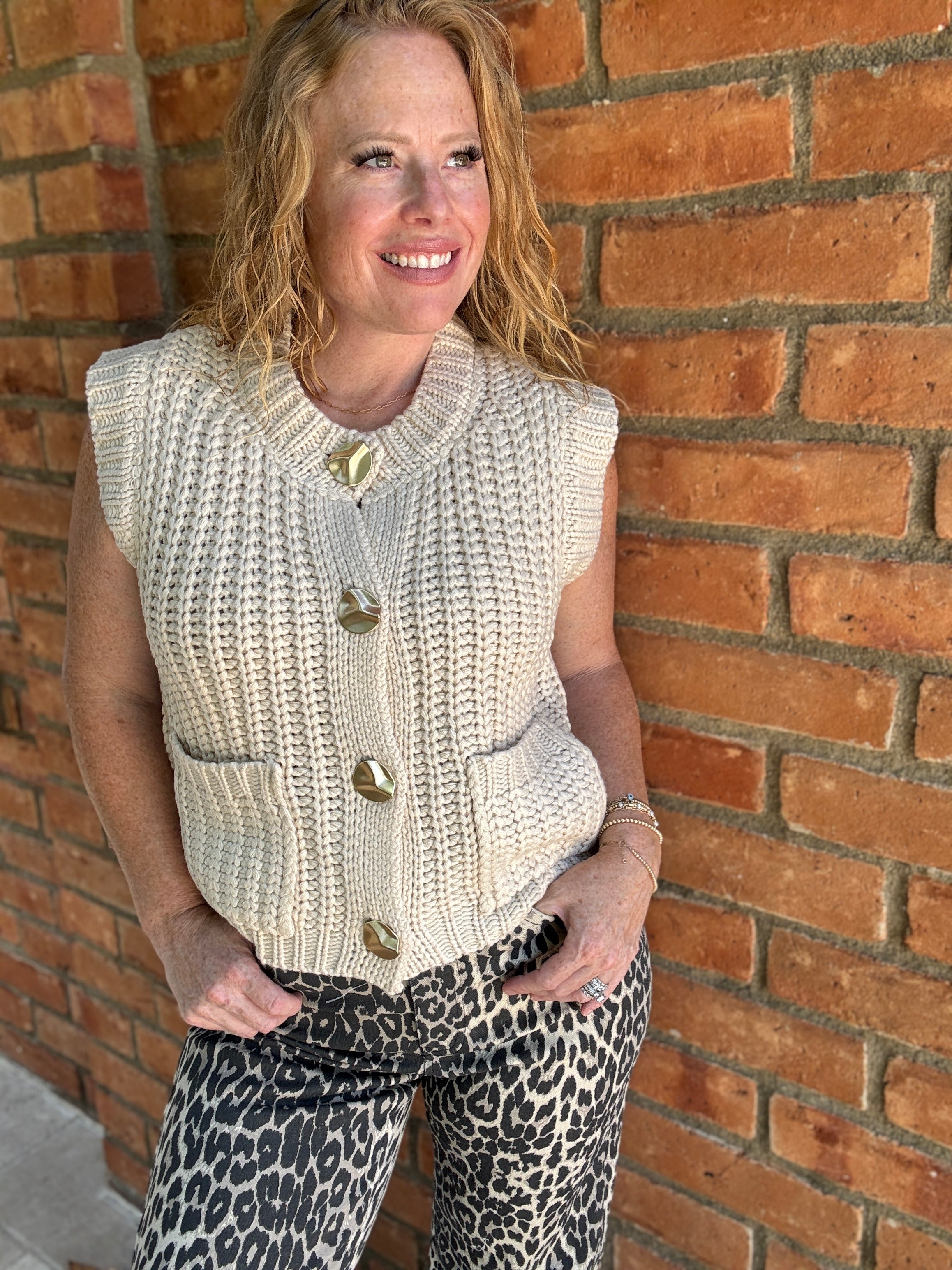 Elevated Sleeveless Button Sweater