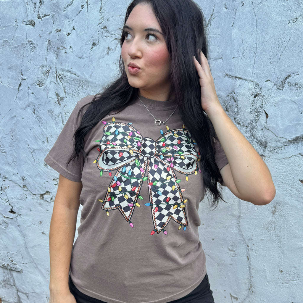 Christmas Lights Bow  Graphic Tee