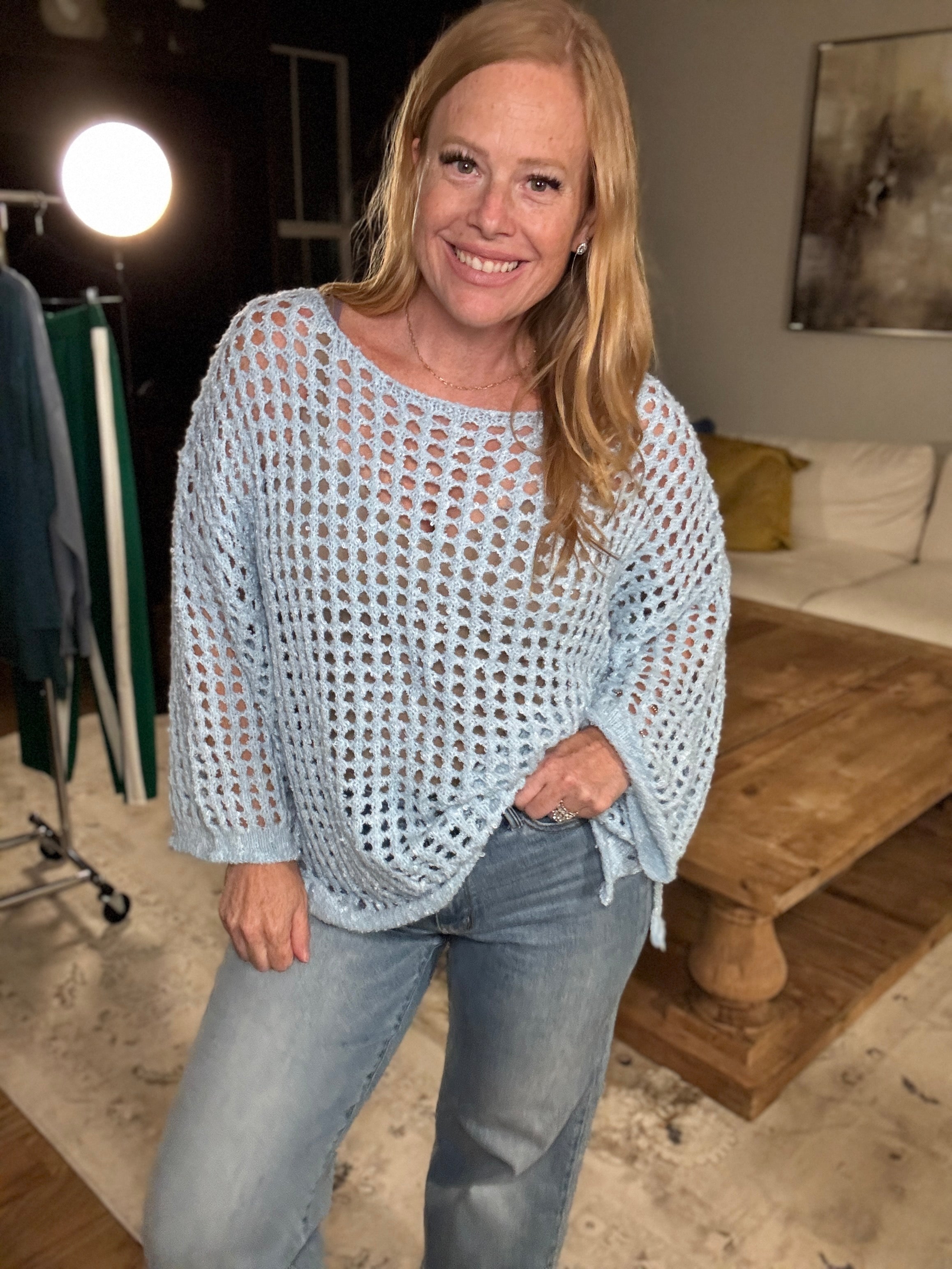 Troublemaker Open Knit Top by White Birch