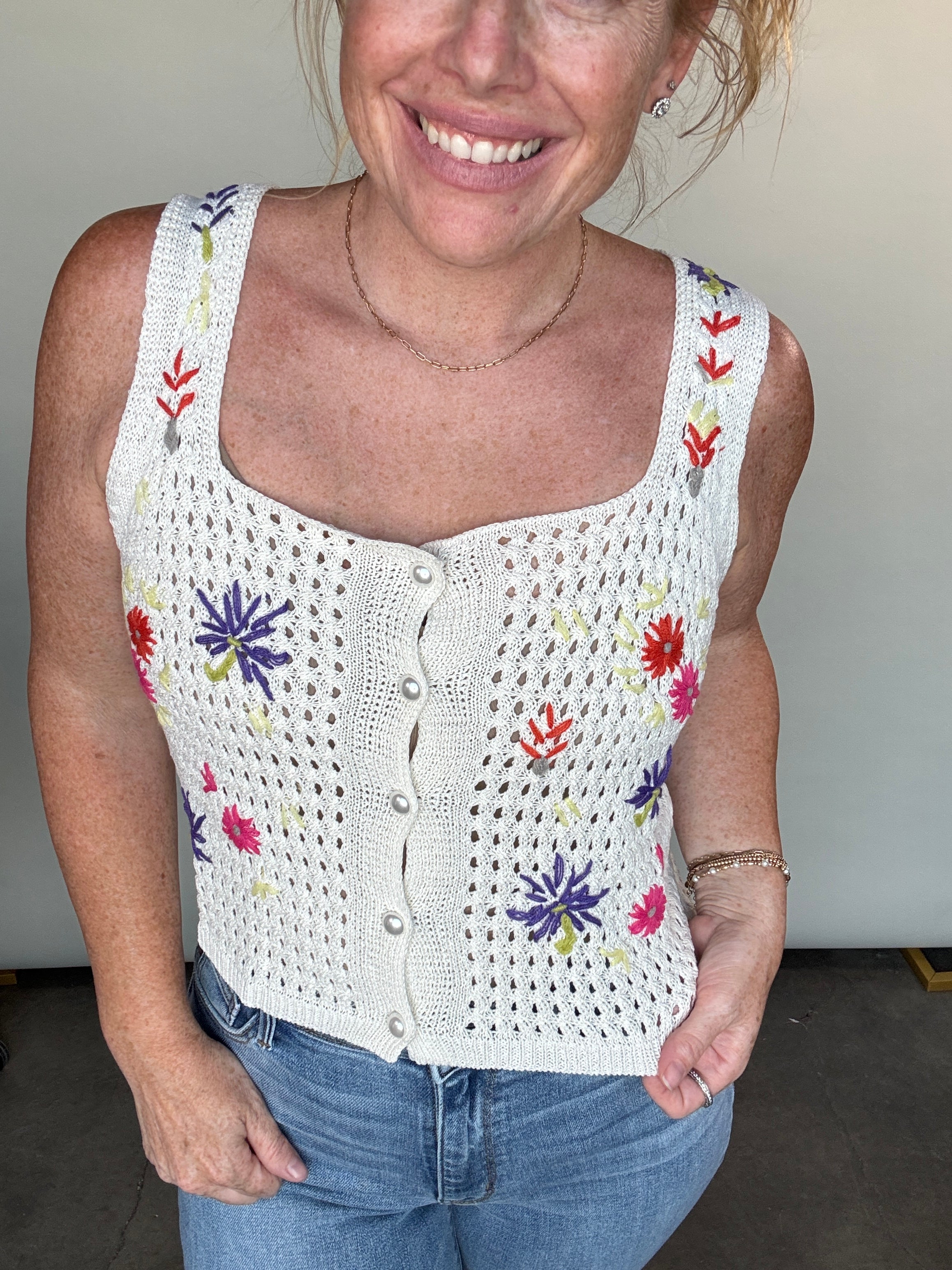 Buttoned Up Knit Top by White Birch