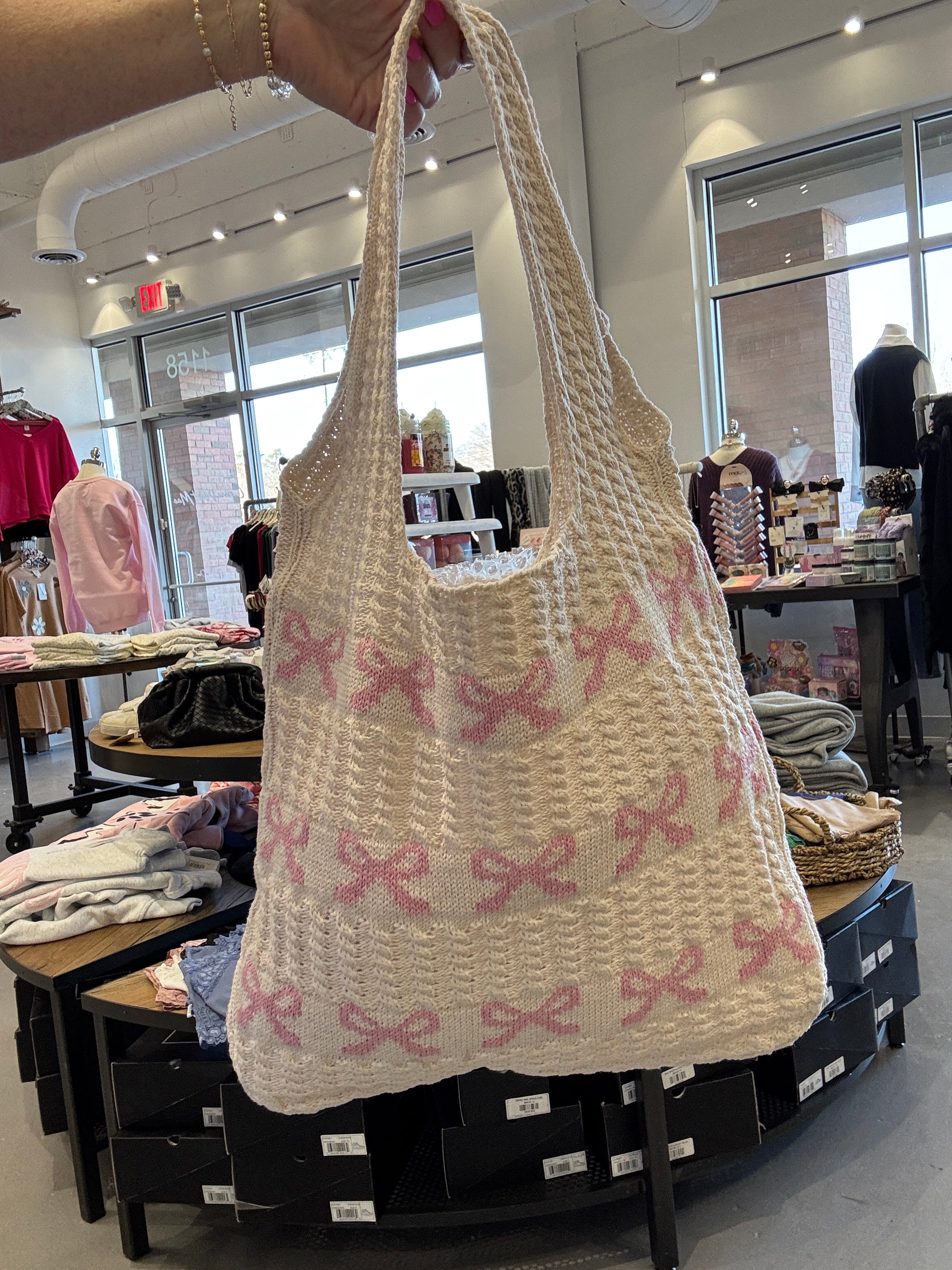 Woven Bow Tote Bag