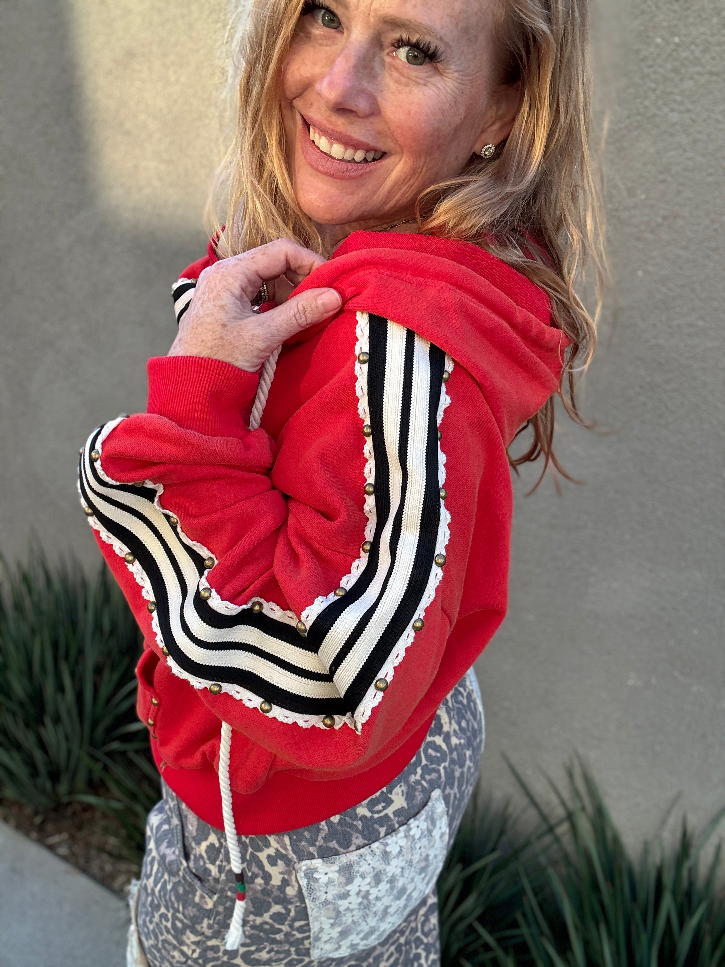 Red Long Sleeve Hoodie by POL