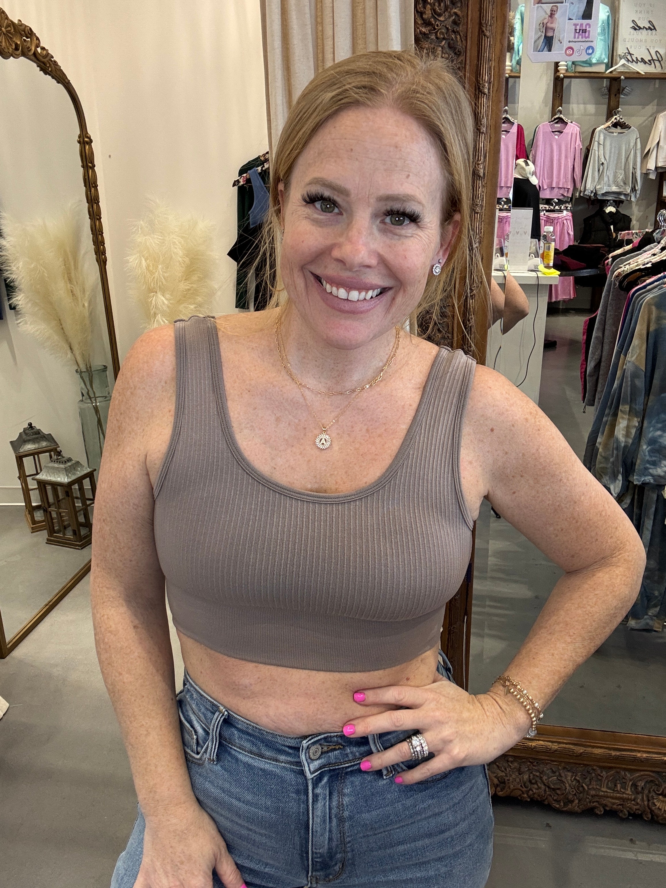 Elietian Ribbed Seamless Padded Bra