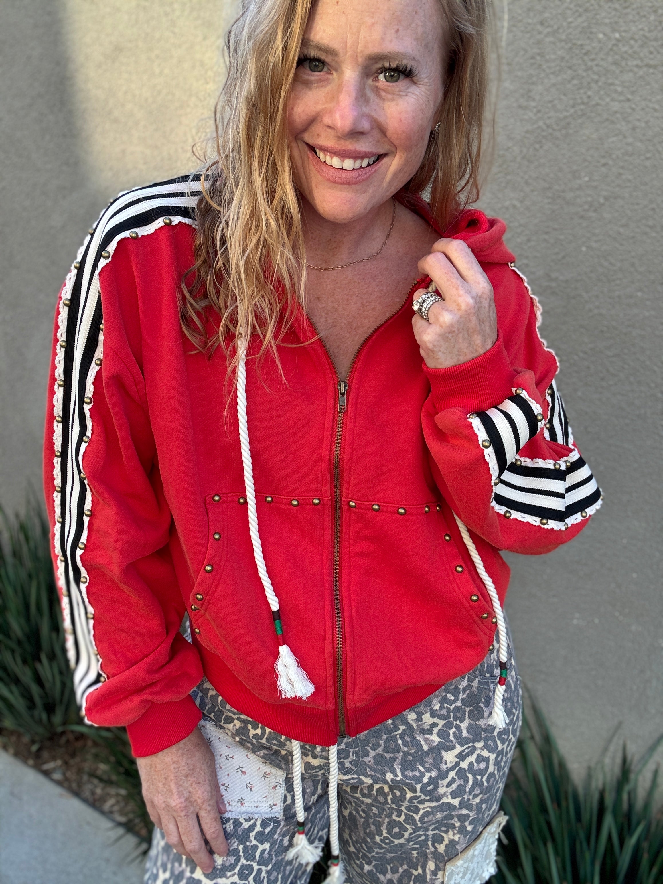 Red Long Sleeve Hoodie by POL
