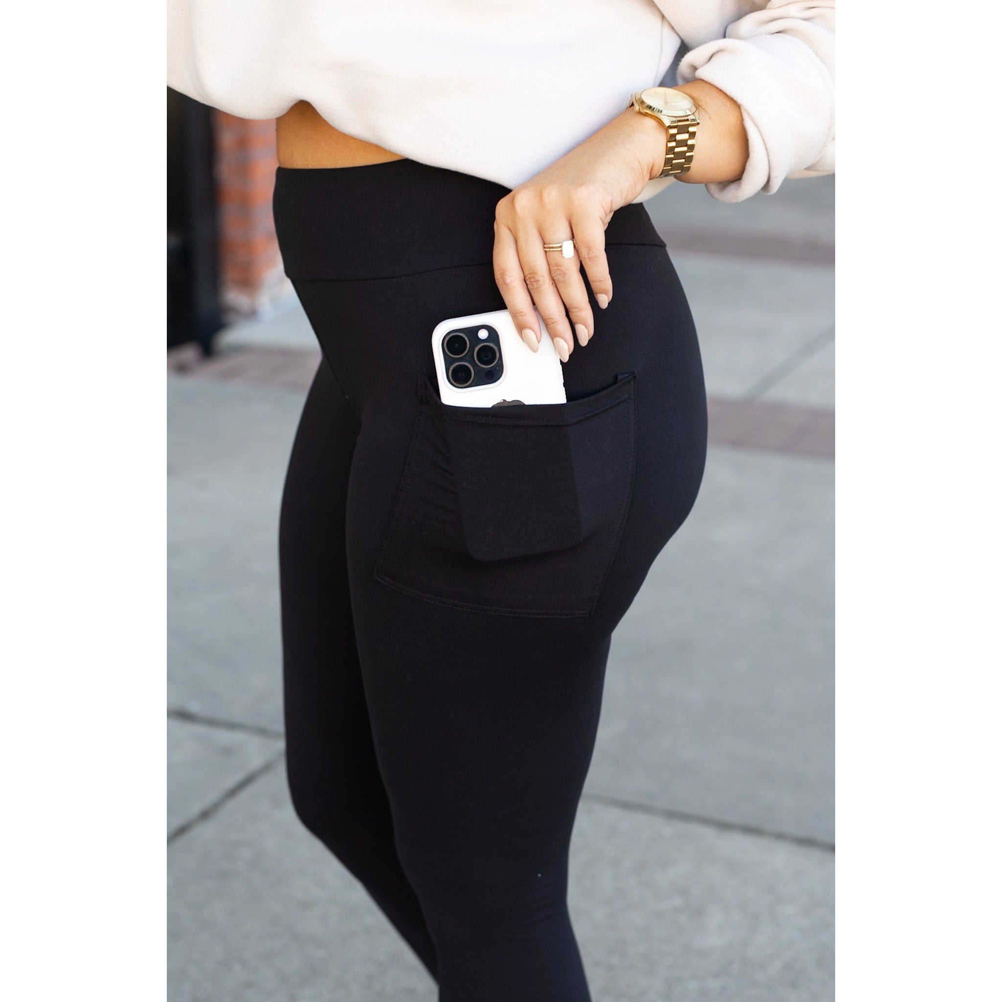 BLACK FULL-LENGTH Leggings with POCKET - Luxe Leggings by Julia Rose®