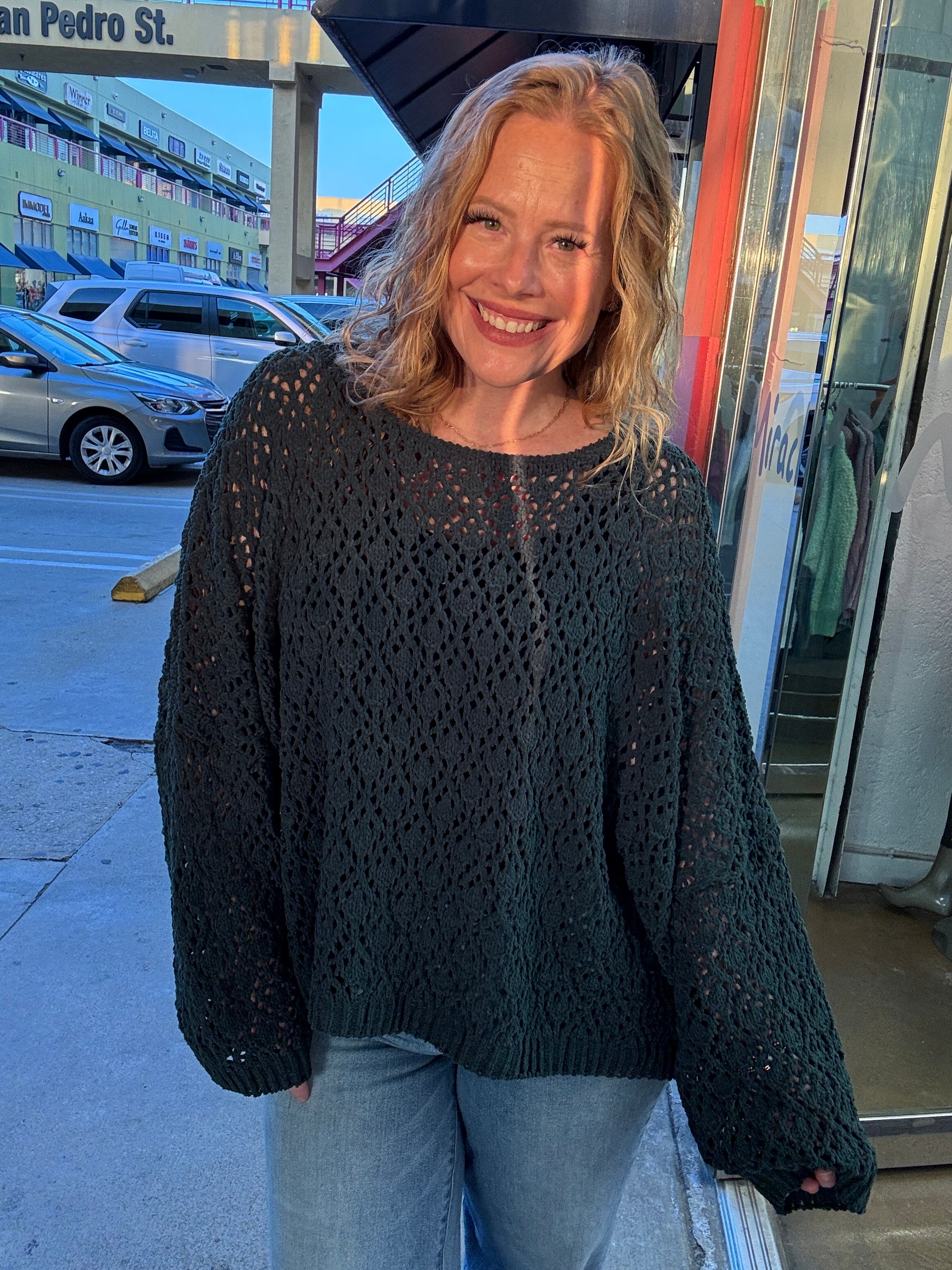 Patience Emerald Crochet Sweater