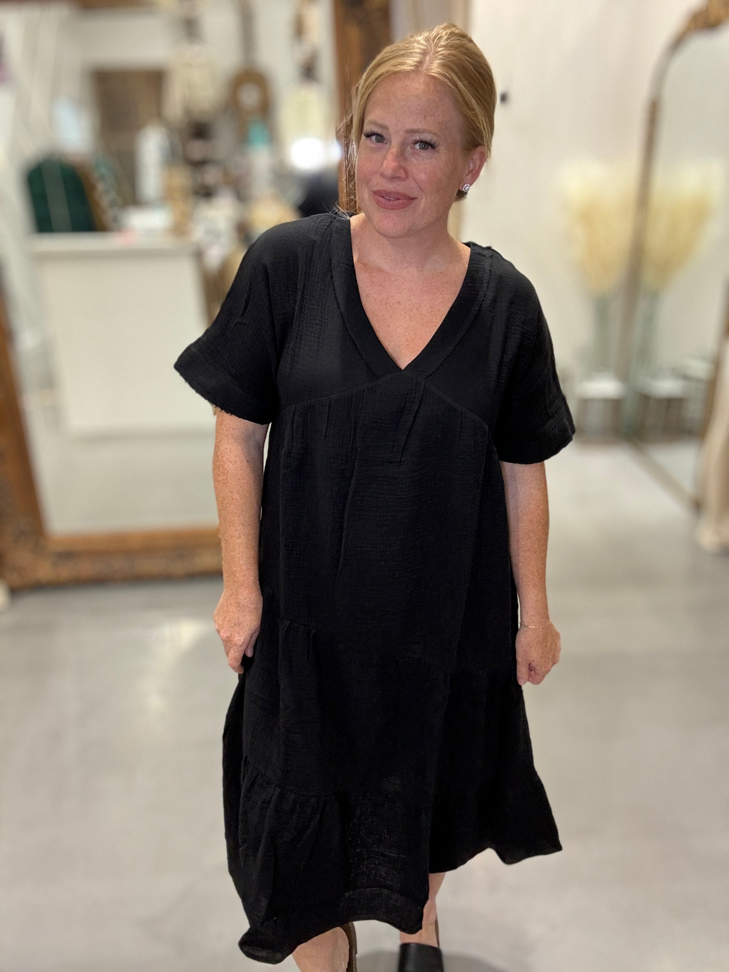 Always Learning Dolman Sleeve Dress in Black