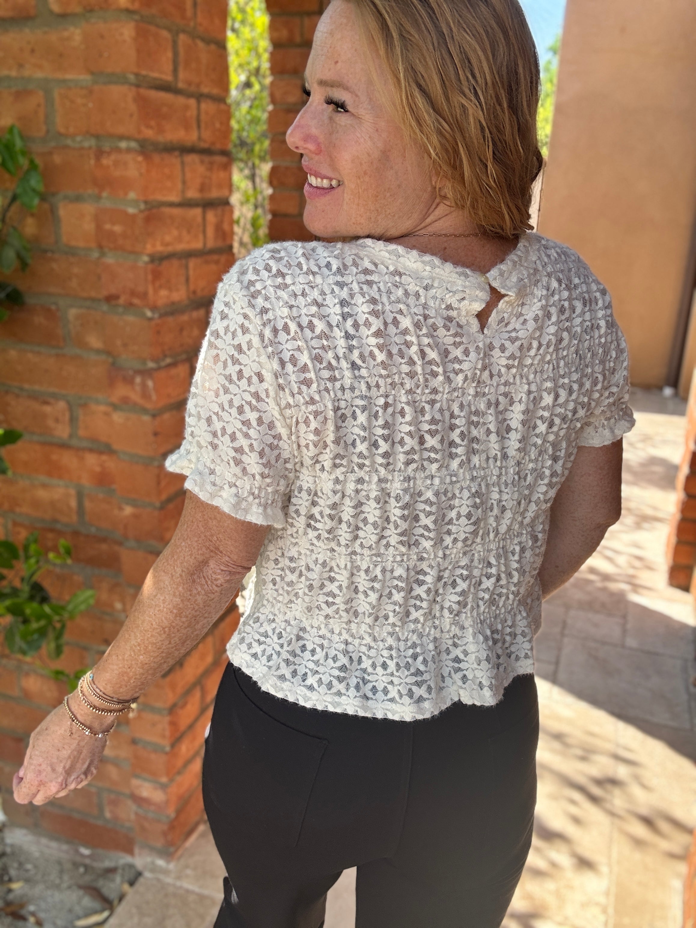 Sheer pattern Top by White Birch