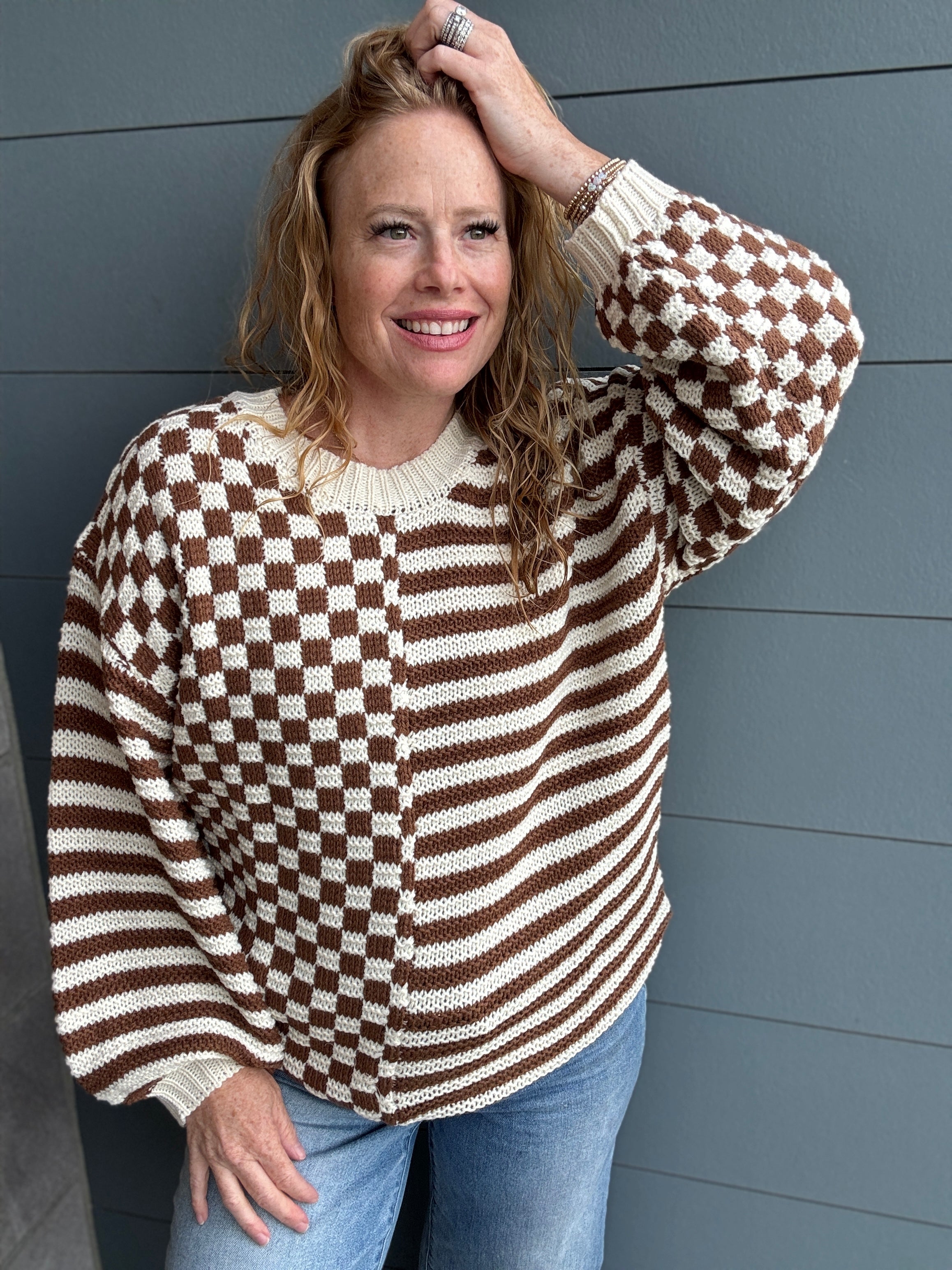 Checked Out Sweater by White Birch