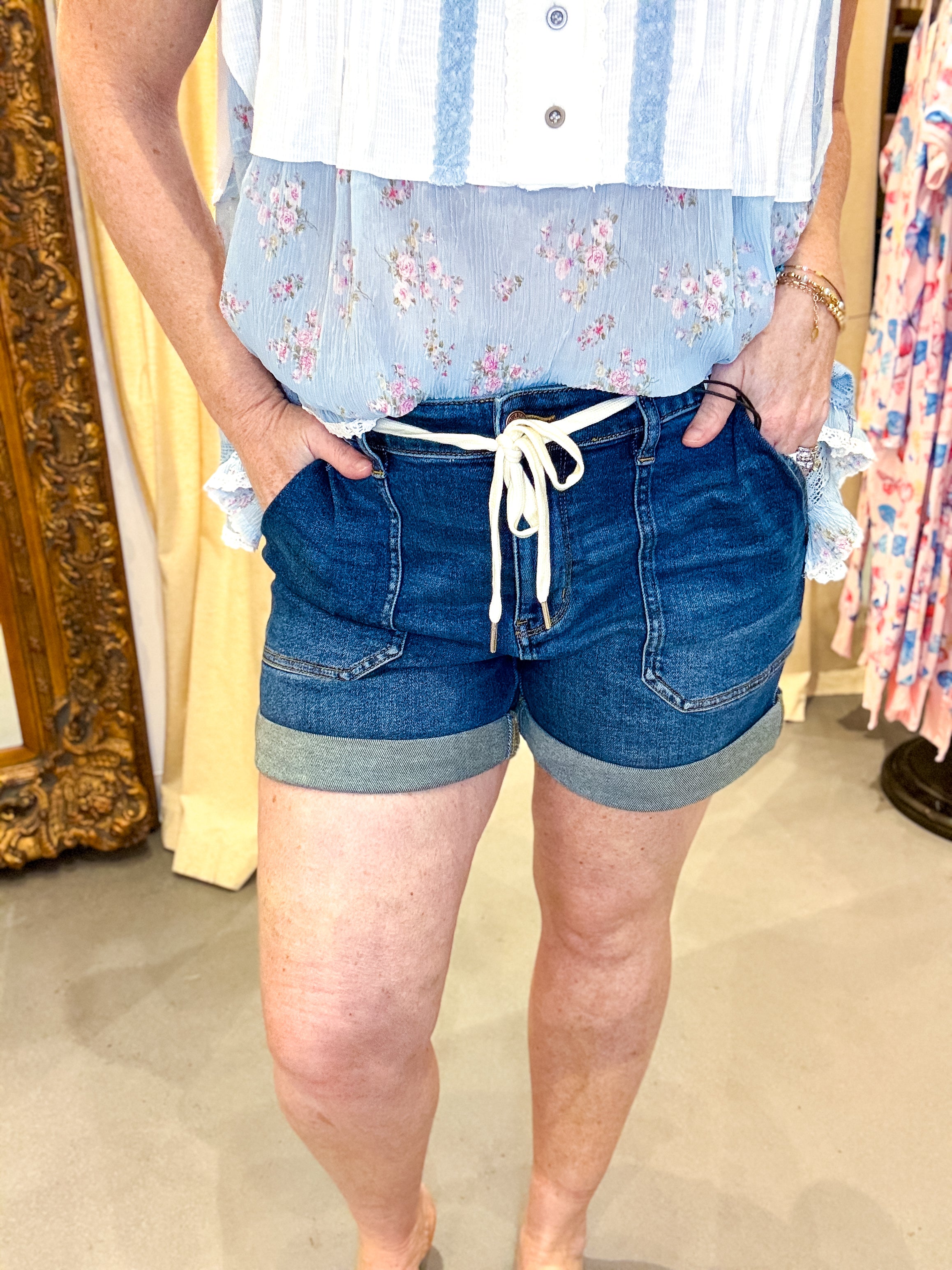Adventure Calls Judy Blue Full Size High Rise Cuff Denim Shorts