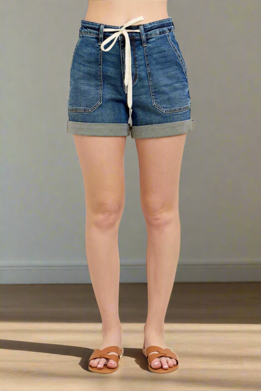 Adventure Calls Judy Blue Full Size High Rise Cuff Denim Shorts