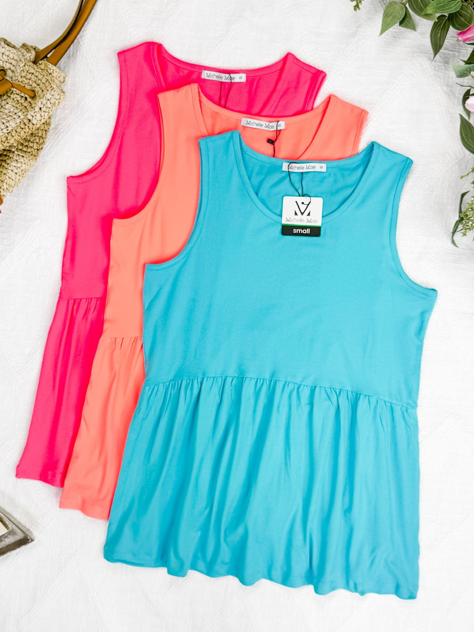 IN STOCK Renee Ruffle Tank - Ocean Blue