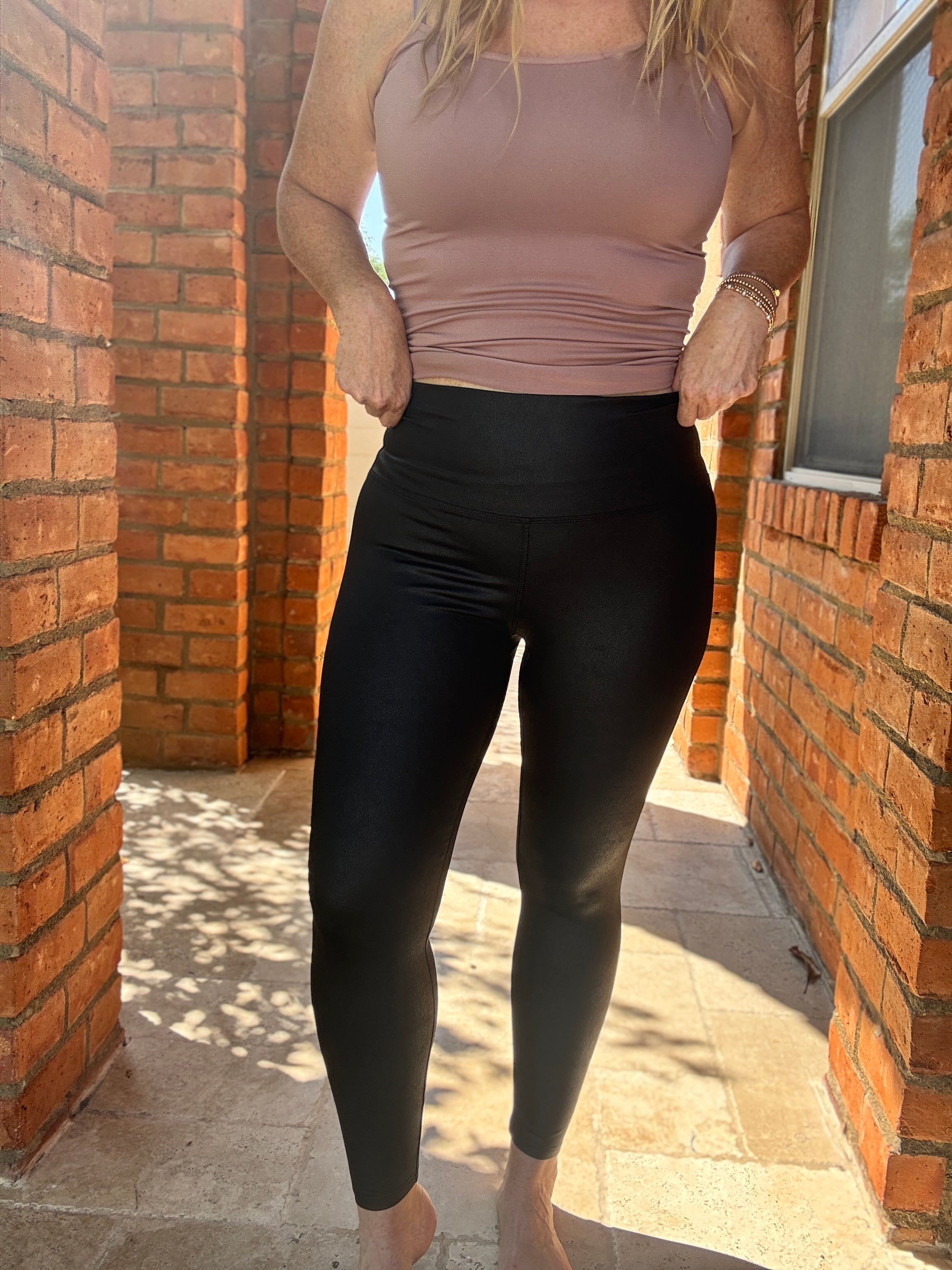 High-waisted Faux leather leggings by White Birch