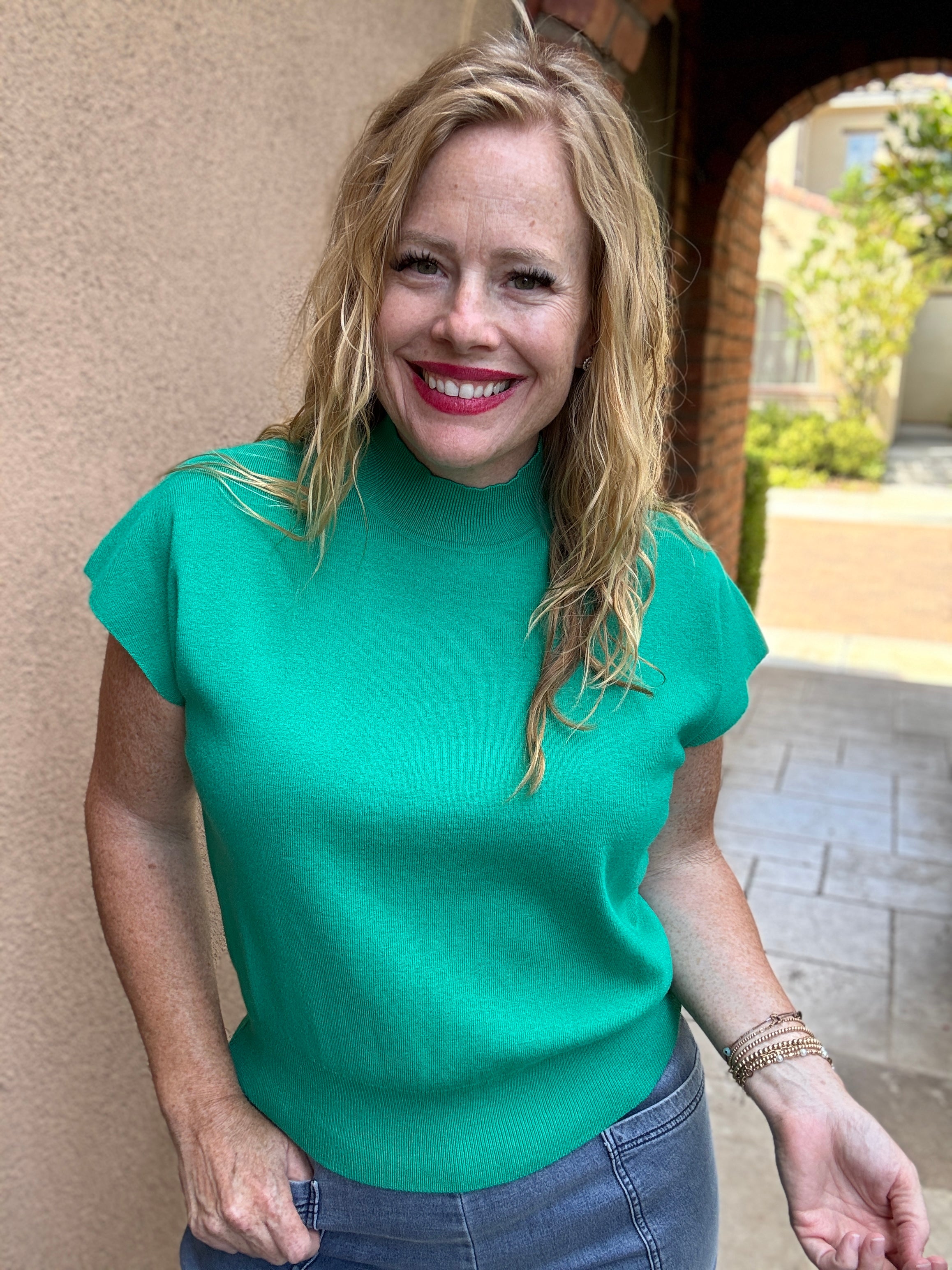 Cap Sleeve High Neck Top by Sew In Love