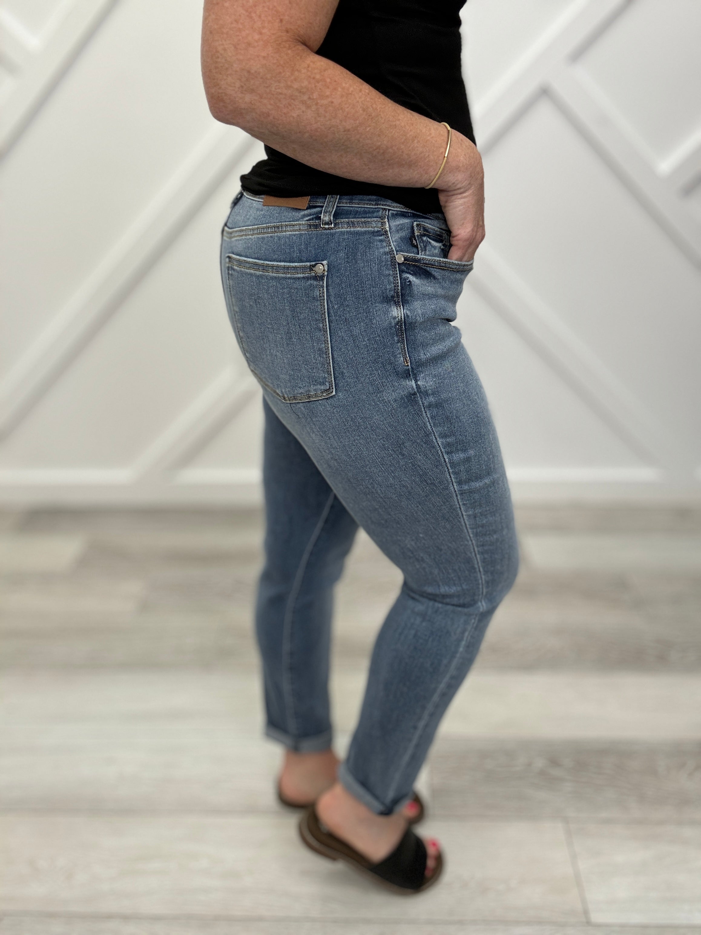A Slice of Heaven Judy Blue Full Size Cuffed Hem Slim Jeans