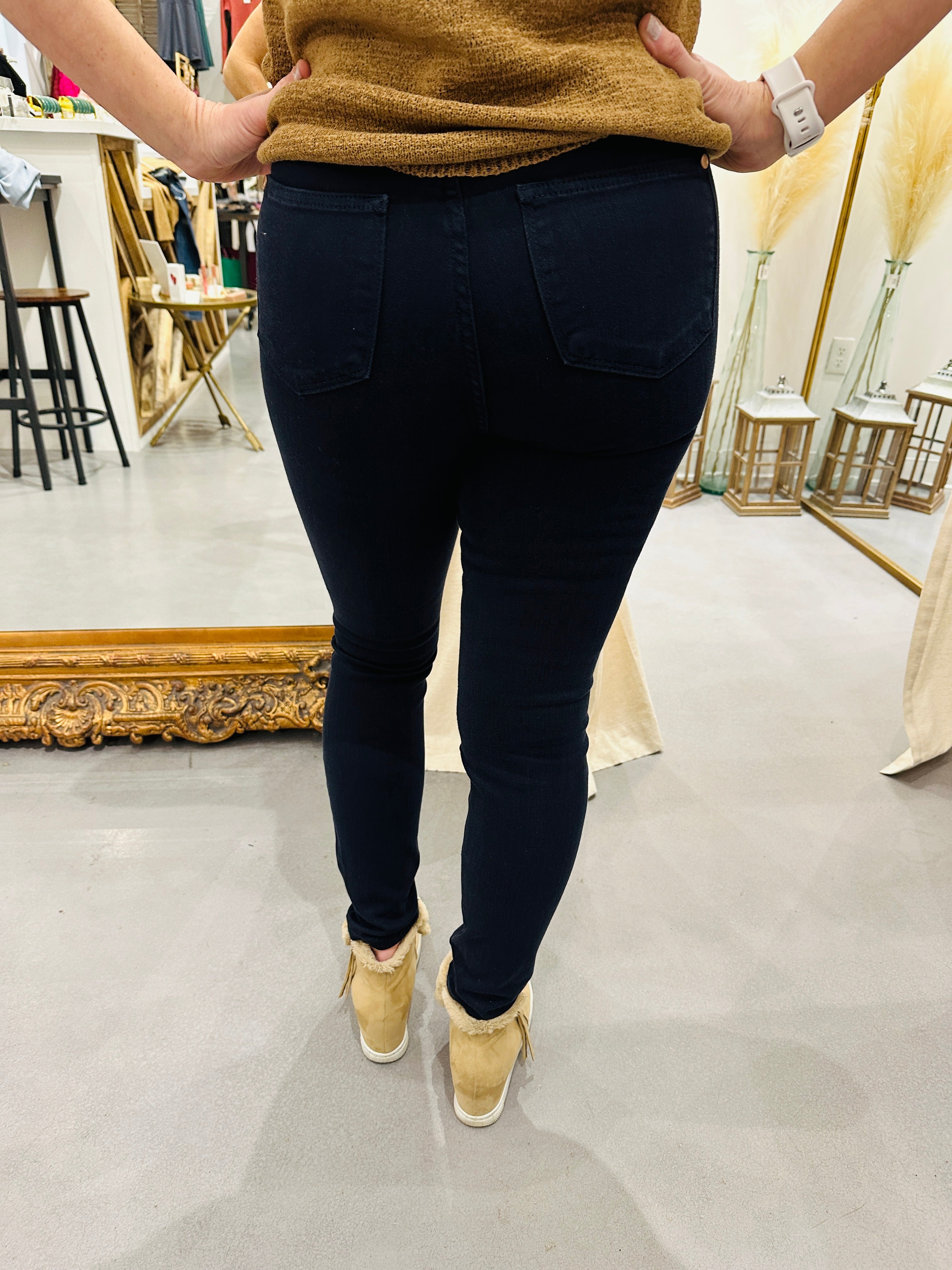 Navy Tummy Control Skinny Jeans