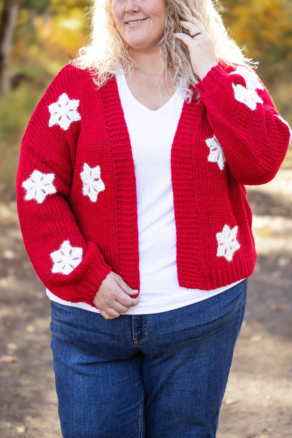 IN STOCK Snowflake Cardigan - Red FINAL SALE