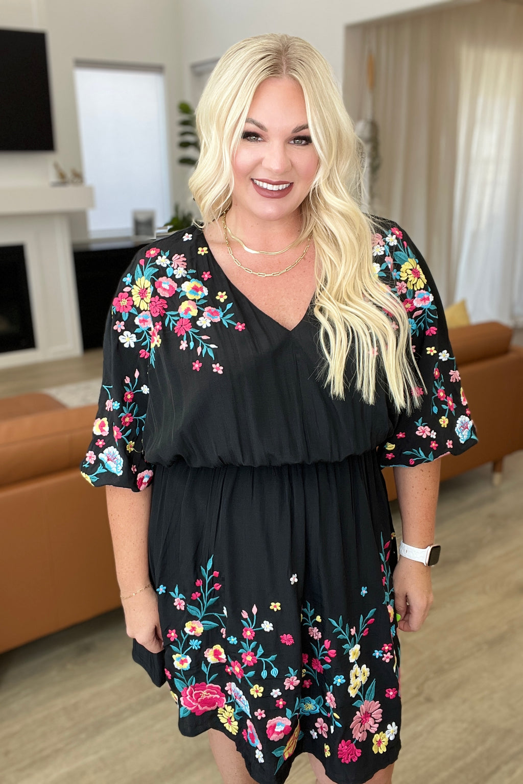 Happy To See You Floral Embroidered Dress