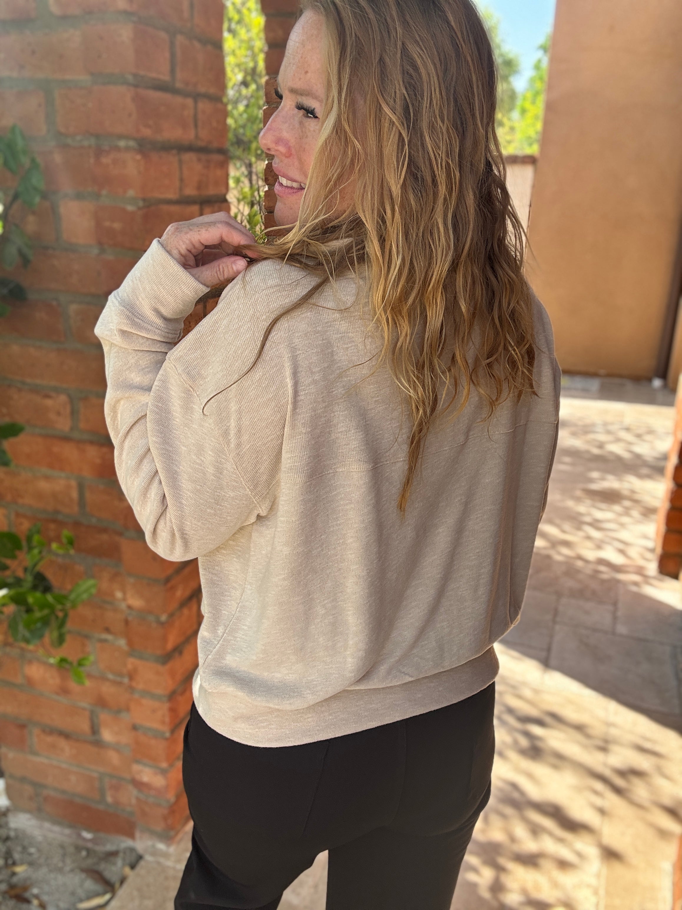 Half Zip Kangaroo Top by White Birch