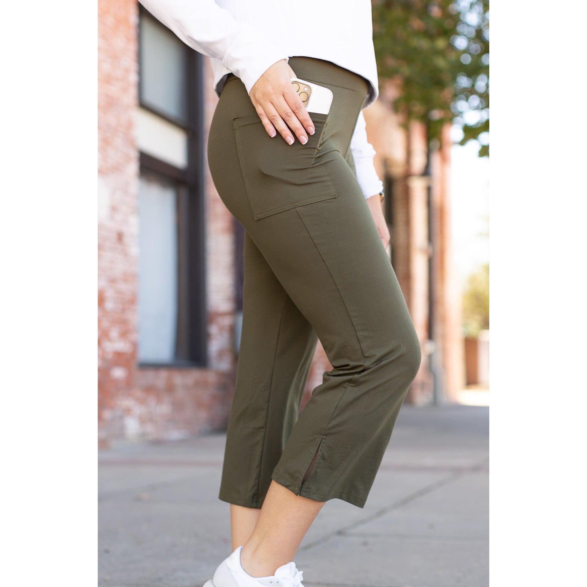 The Shyla - Olive High Waisted Gaucho Pants