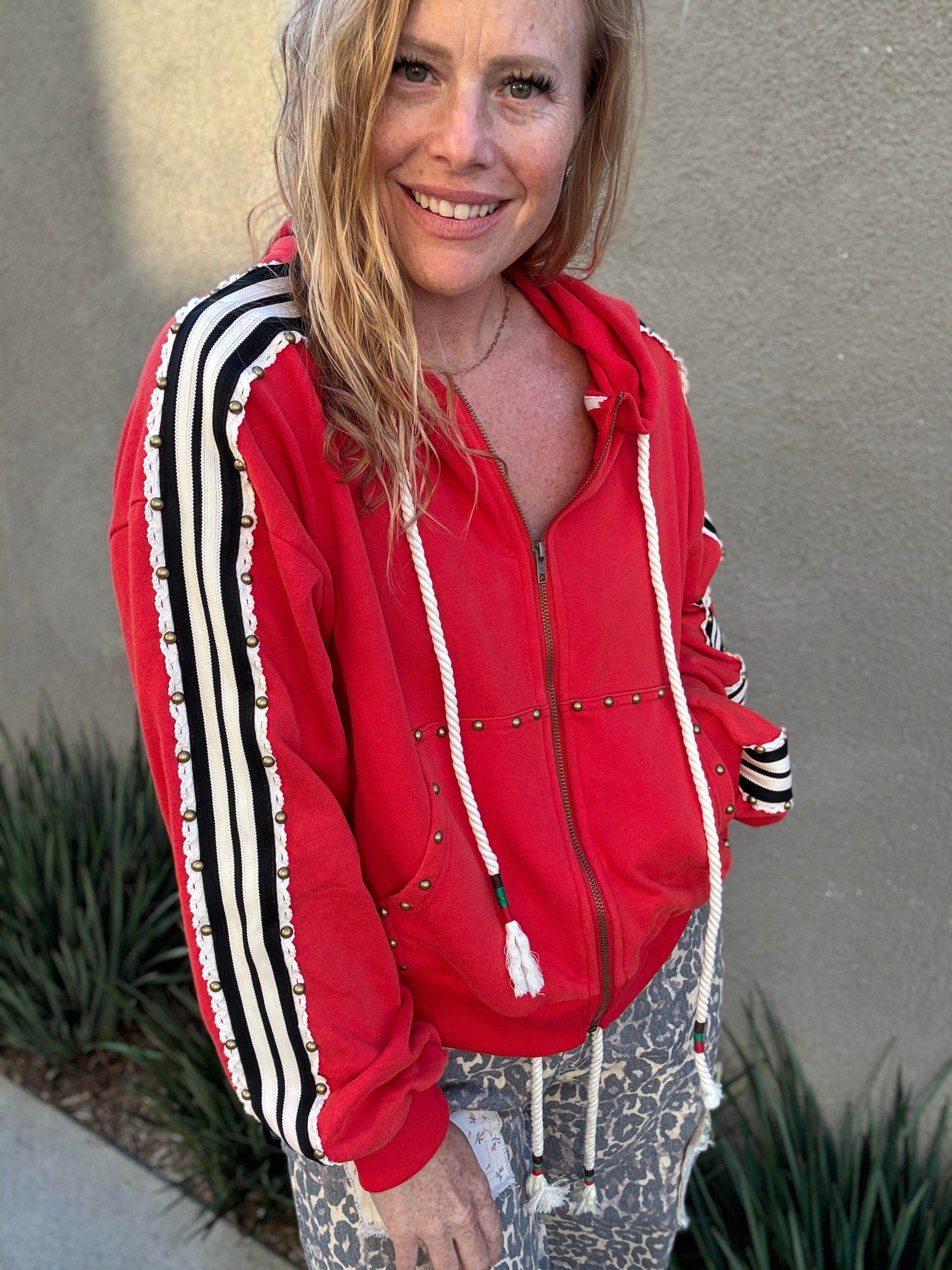 Red Long Sleeve Hoodie by POL