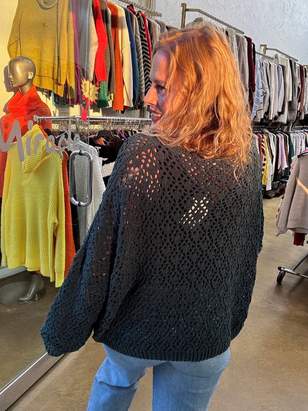 Patience Emerald Crochet Sweater