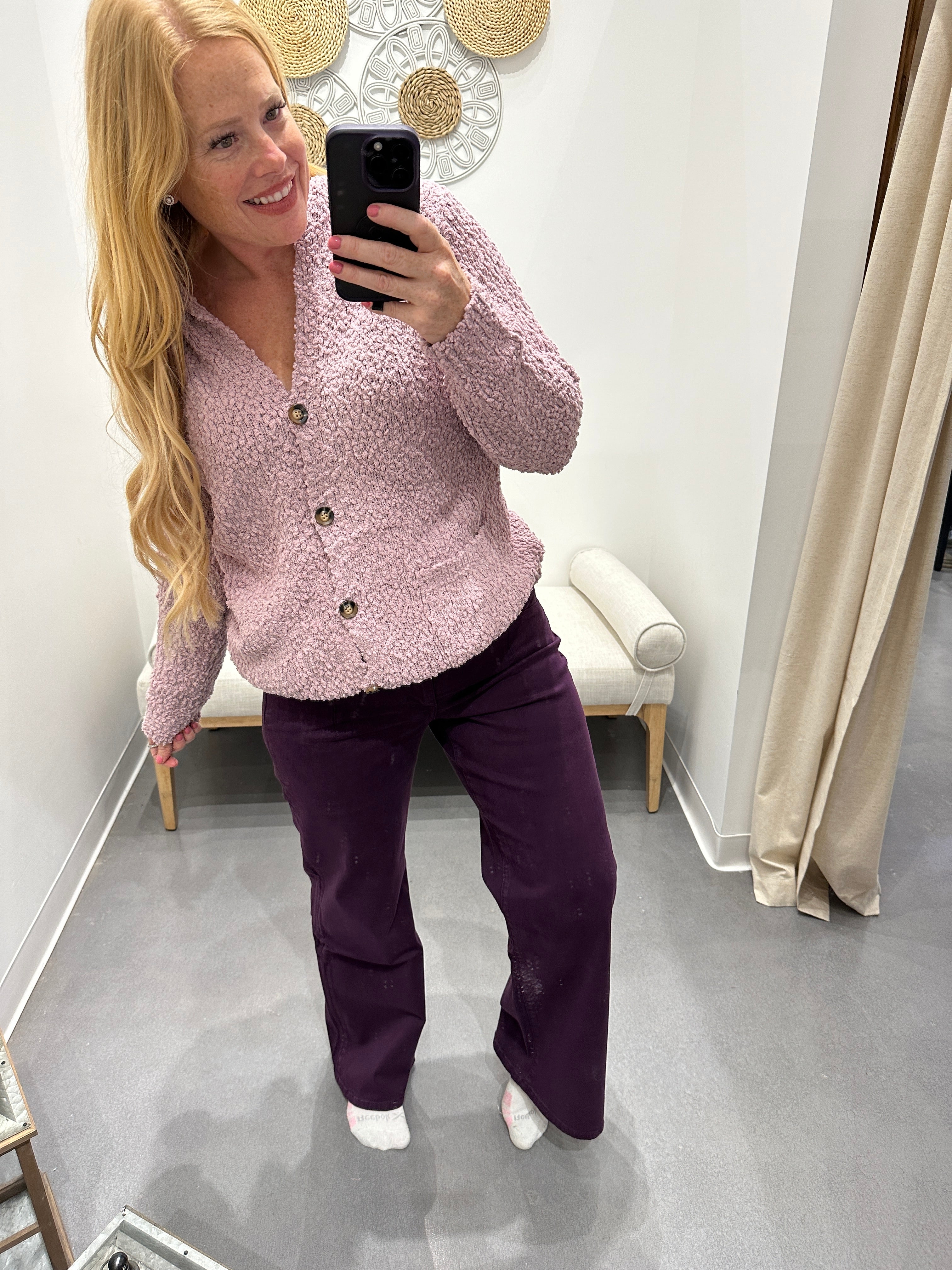 Petunia High Rise Wide Leg Jeans in Plum