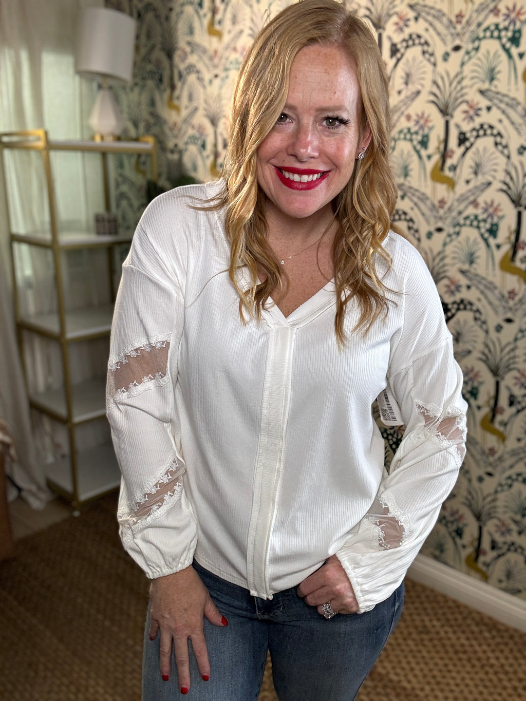 Double Take V-Neck Dropped Shoulder Blouse