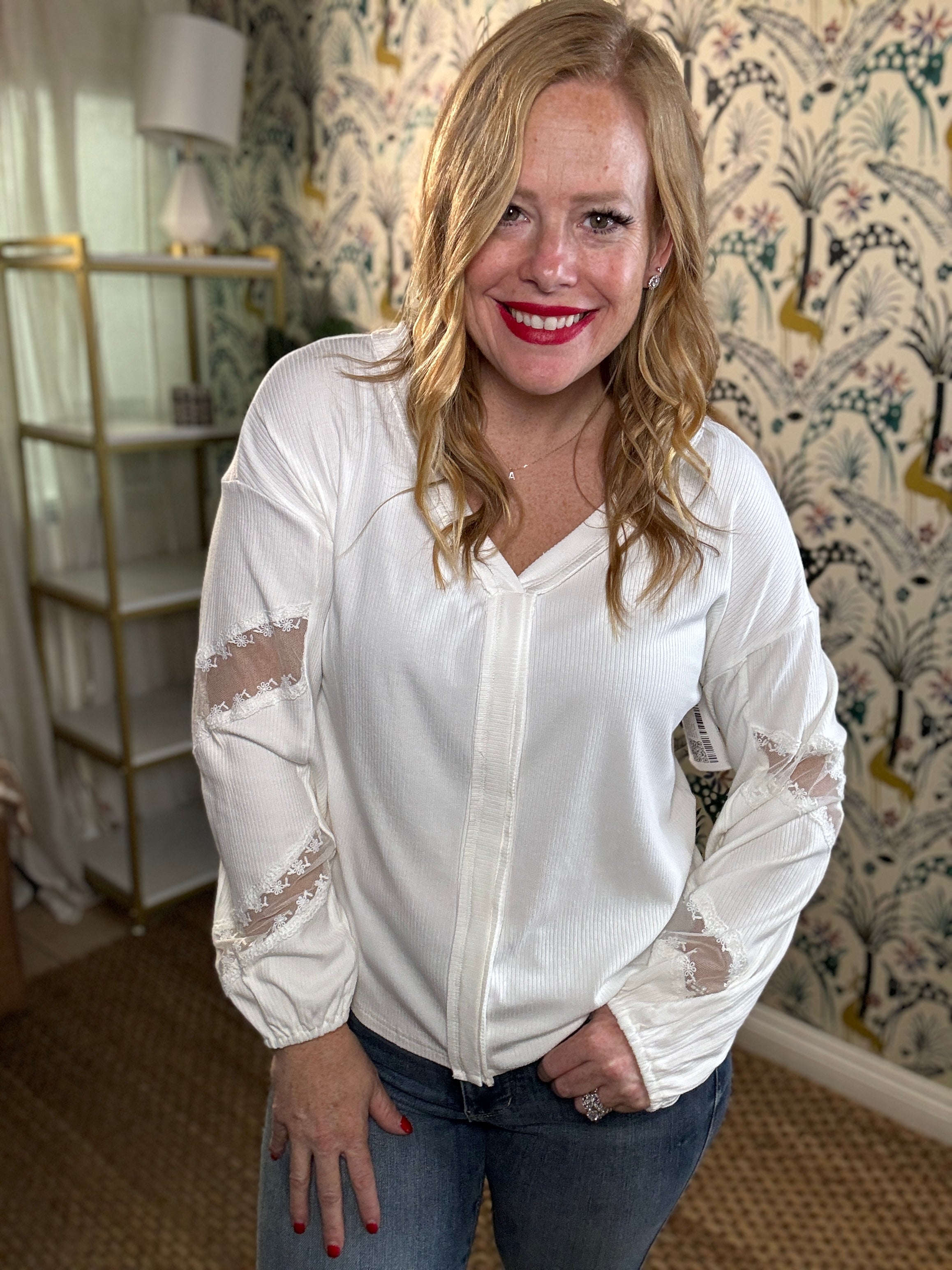 Double Take V-Neck Dropped Shoulder Blouse