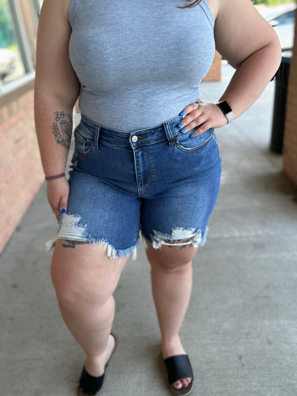 Kelsey Mid Rise Distressed Cutoff Shorts