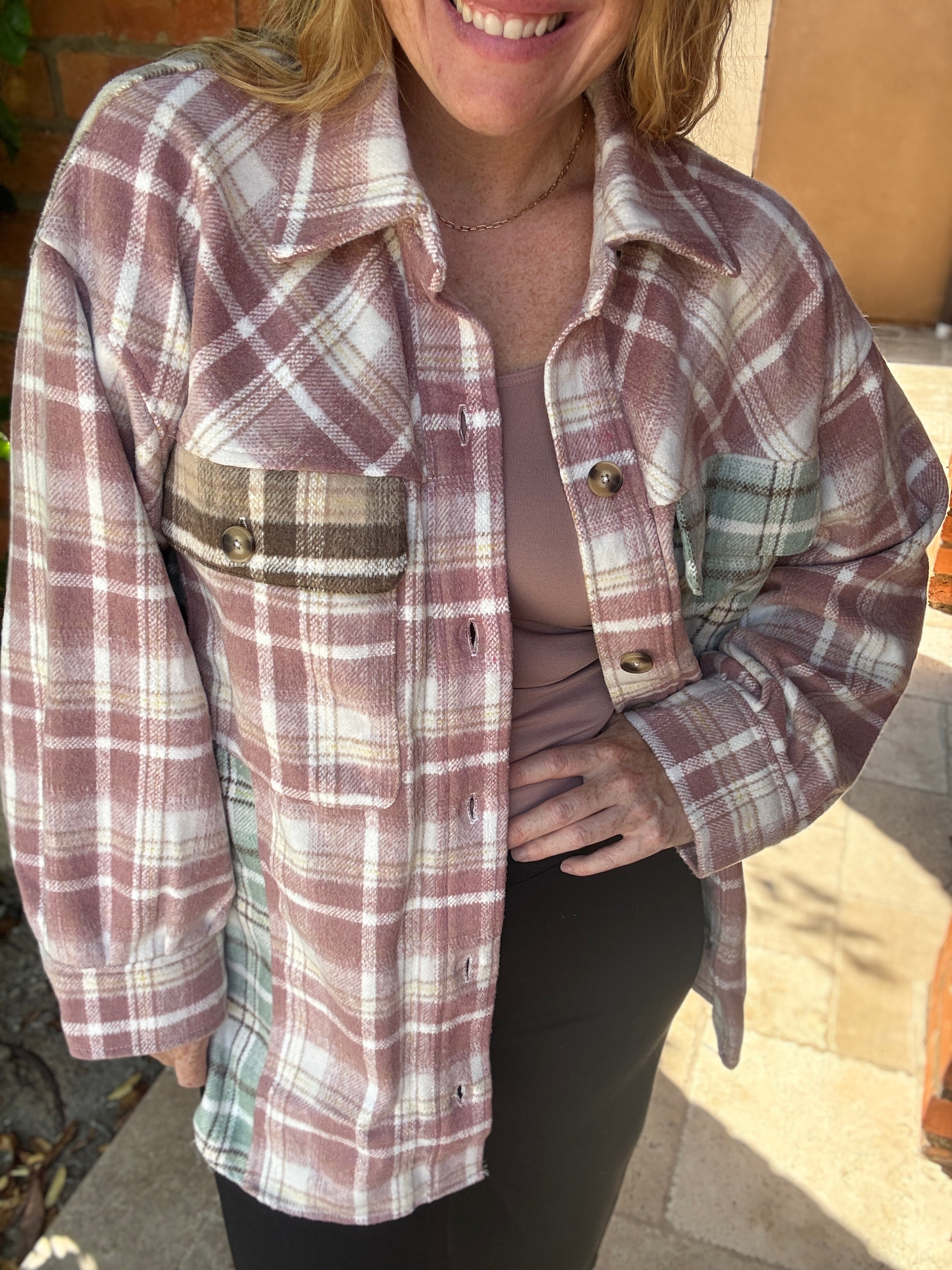 Long Sleeve Plaid Knit Top by White Birch