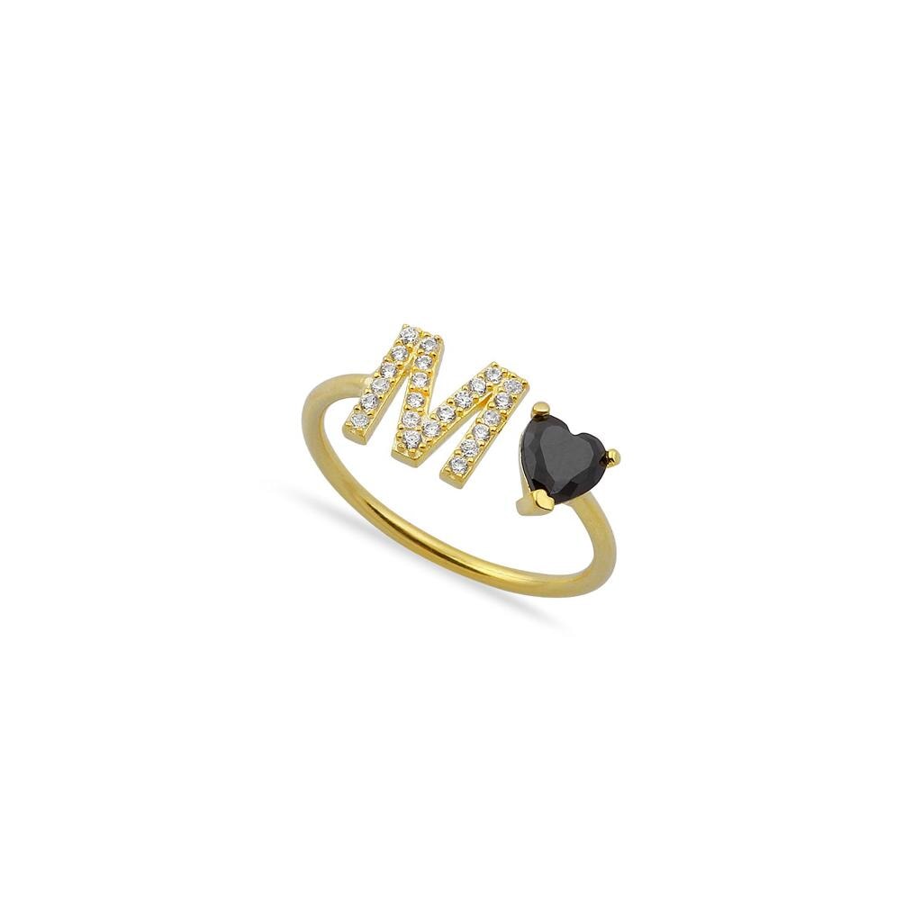 Water Resistant Custom Heart Initial Ring (Adjustable)