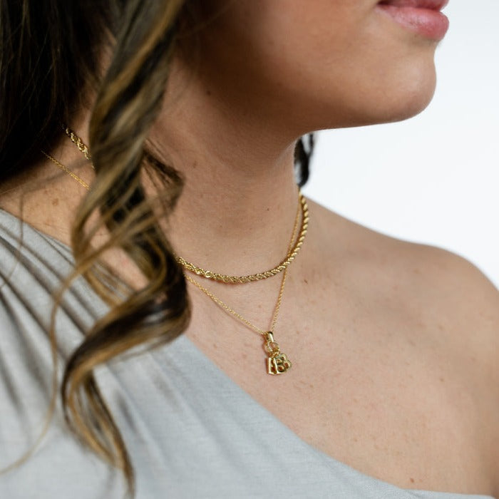 Water Resistant Custom Initial Charm Necklace