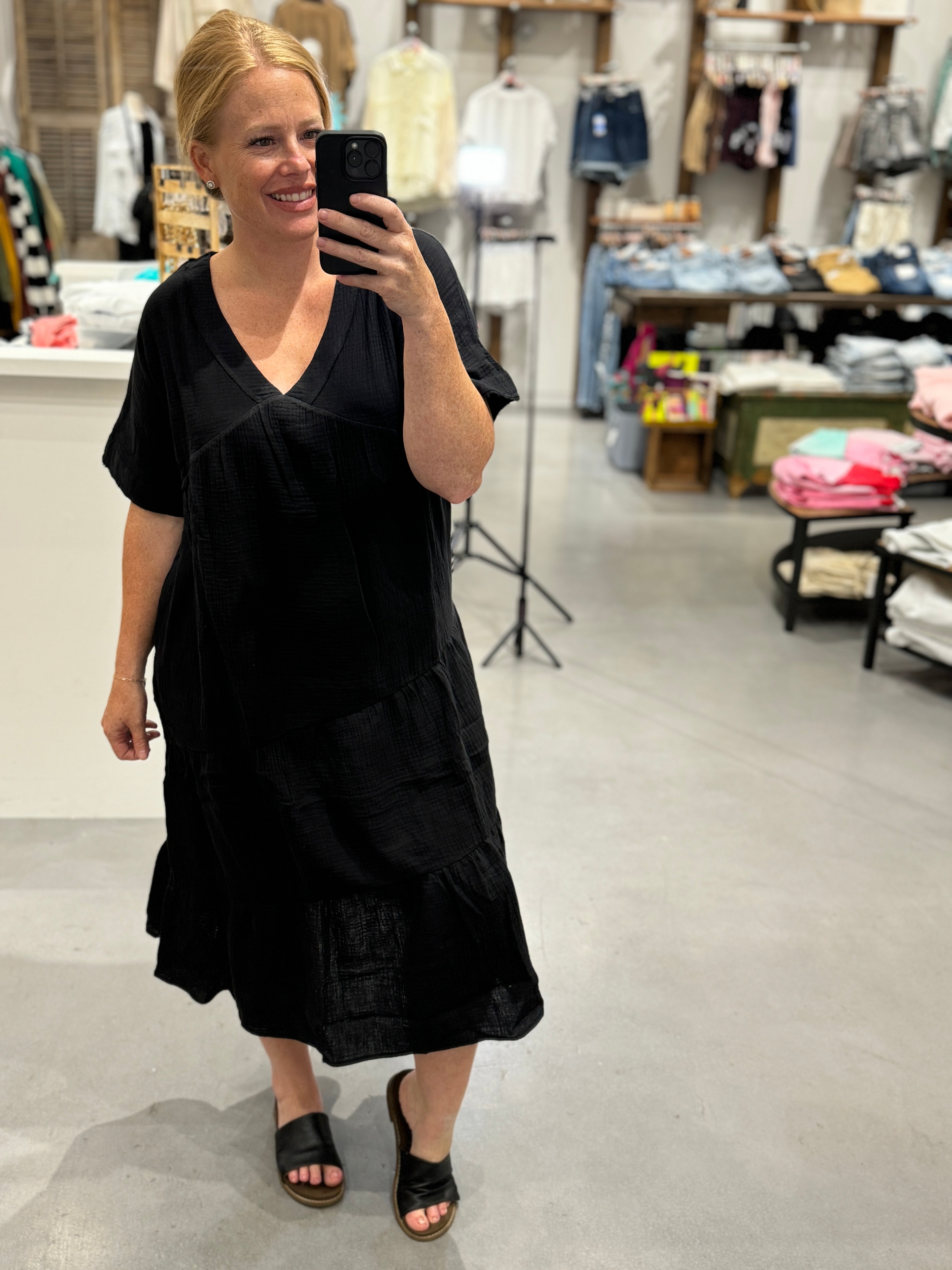 Always Learning Dolman Sleeve Dress in Black