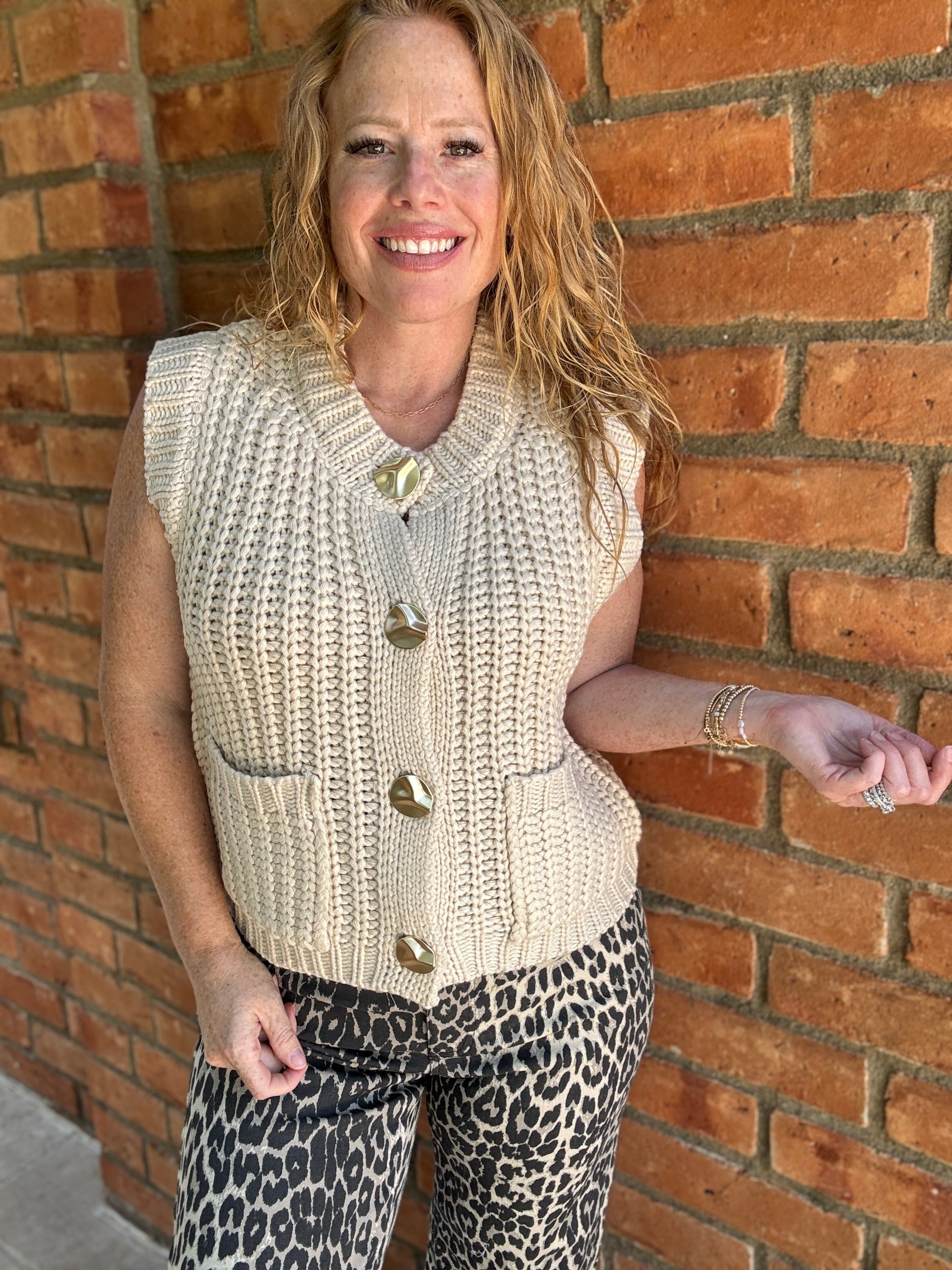 Elevated Sleeveless Button Sweater