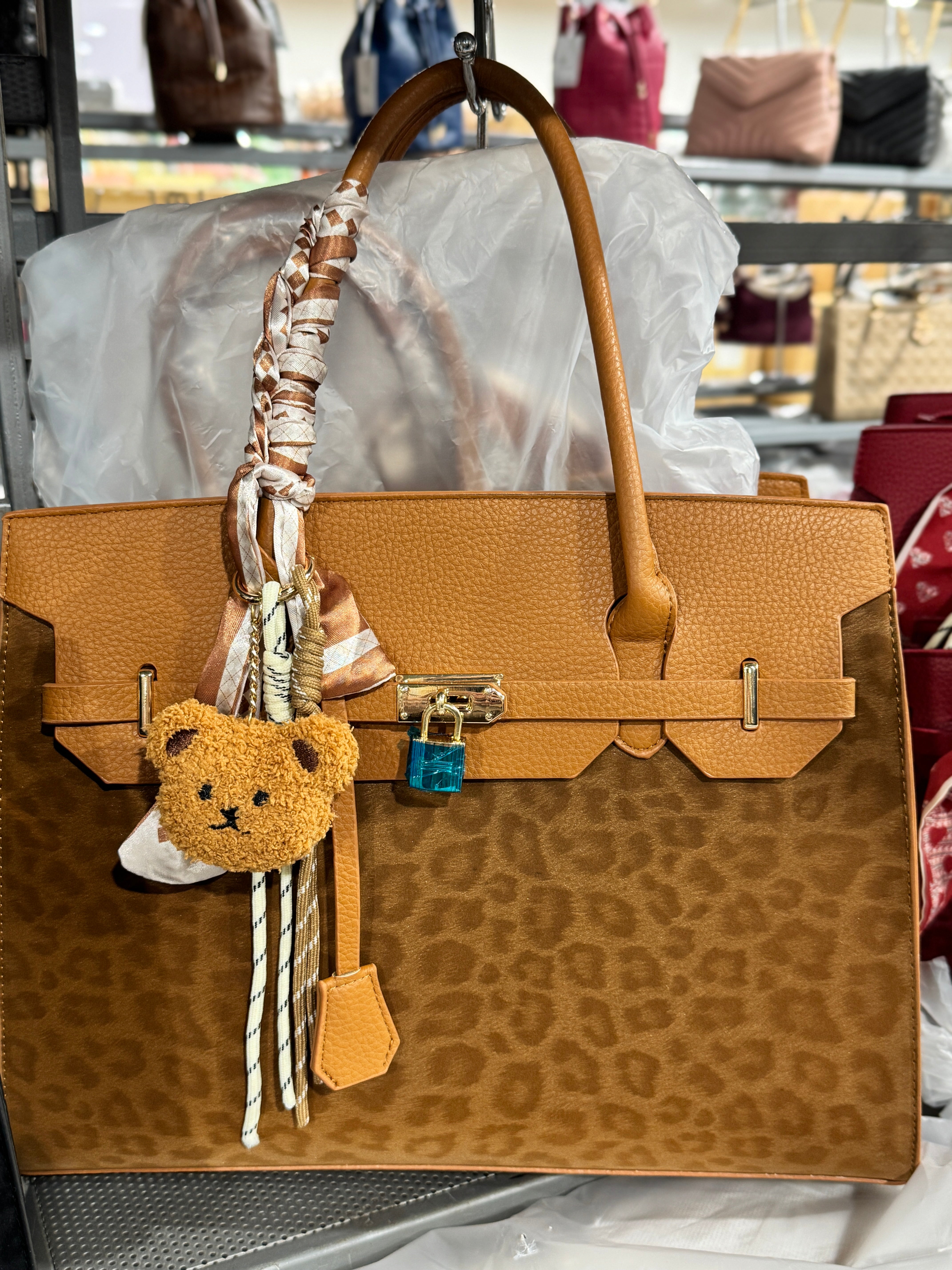 3In1 Leopard Tote Bag W/Matching Bag And Wallet Set