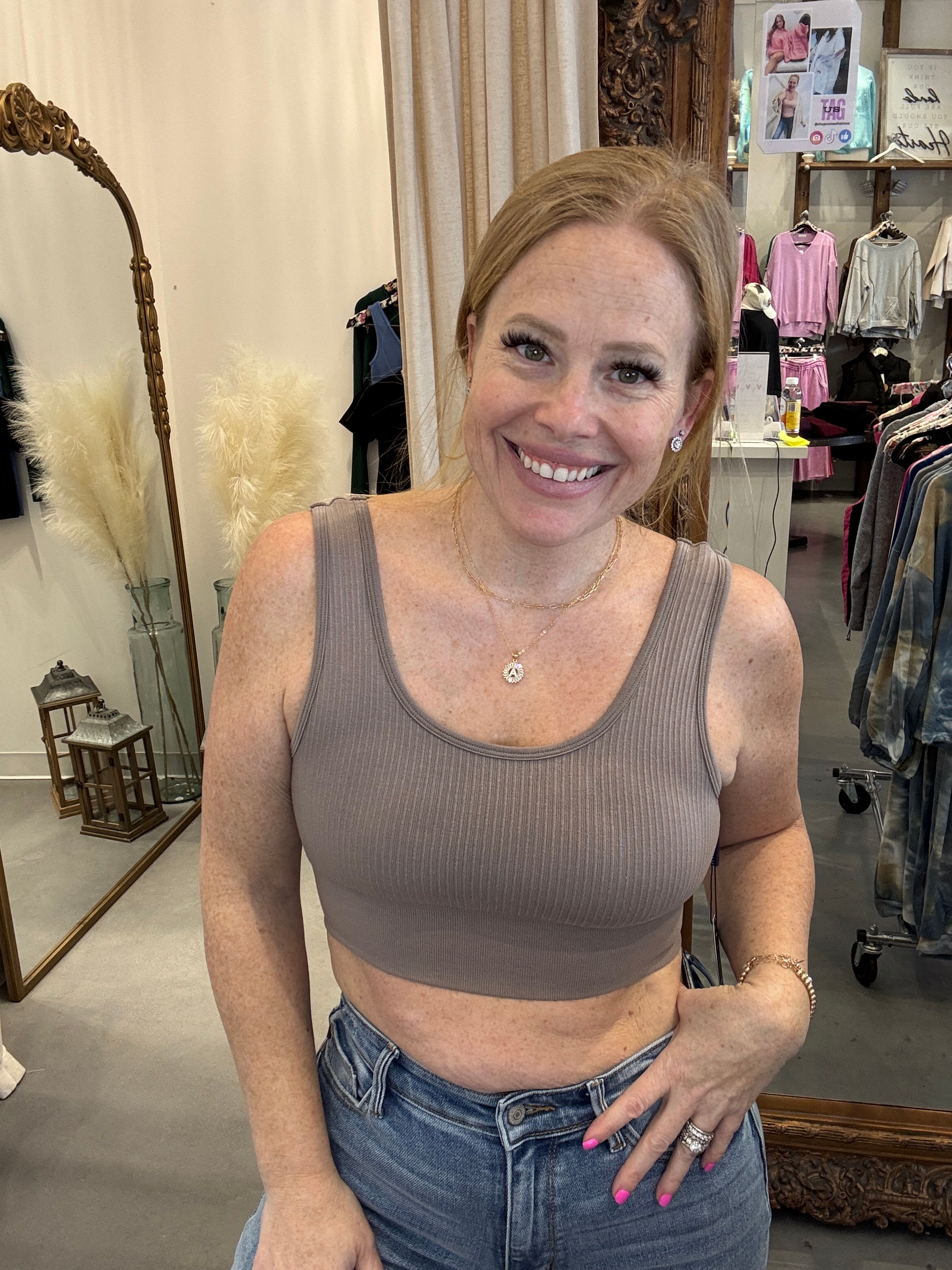 Elietian Ribbed Seamless Padded Bra