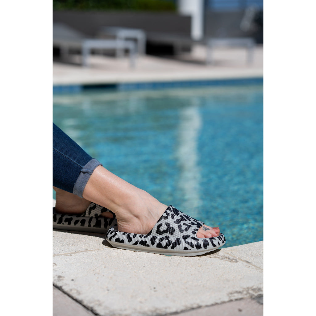 Ready to Ship | Gray Leopard Insanely Comfy -Beach or Casual Slides*