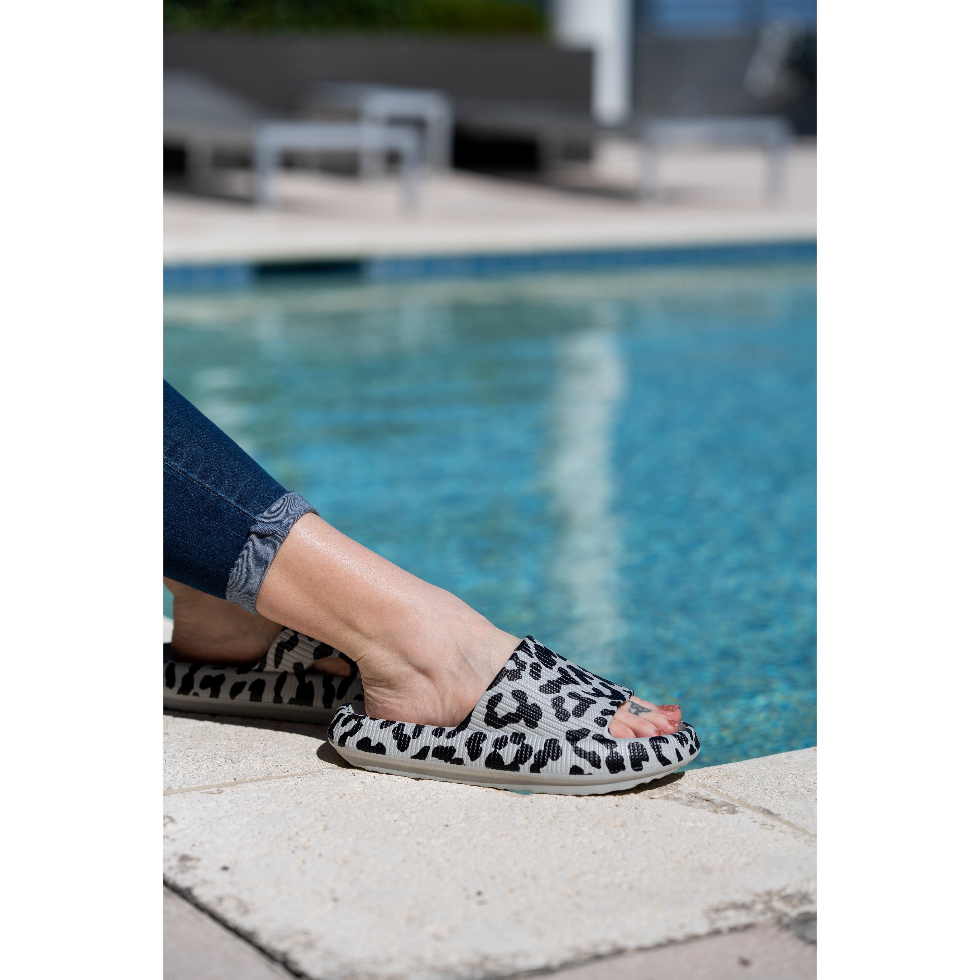 Ready to Ship | Gray Leopard Insanely Comfy -Beach or Casual Slides*