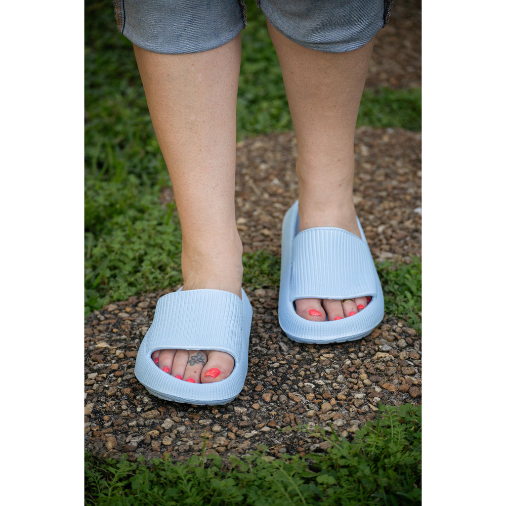 Ready to Ship | Light Blue Insanely Comfy -Beach or Casual Slides